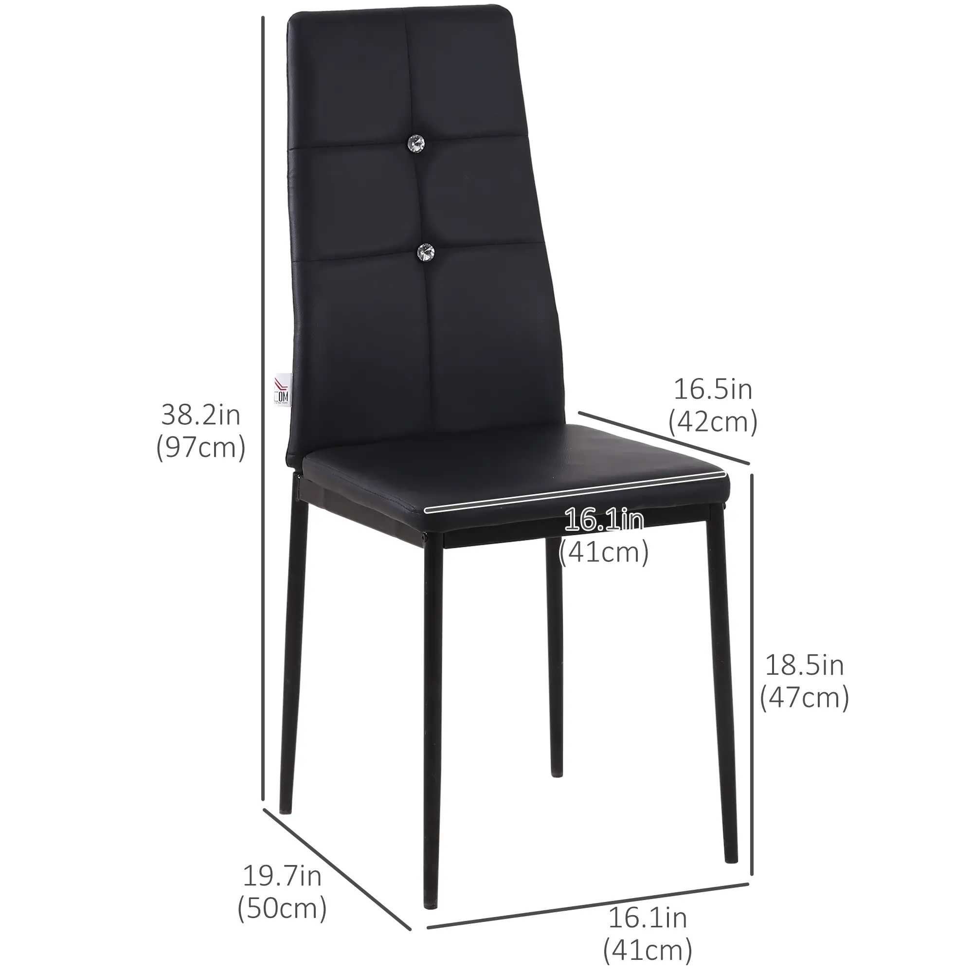 Modern Dining Chairs Set of 4, Upholstered High Back, Black - Image 3