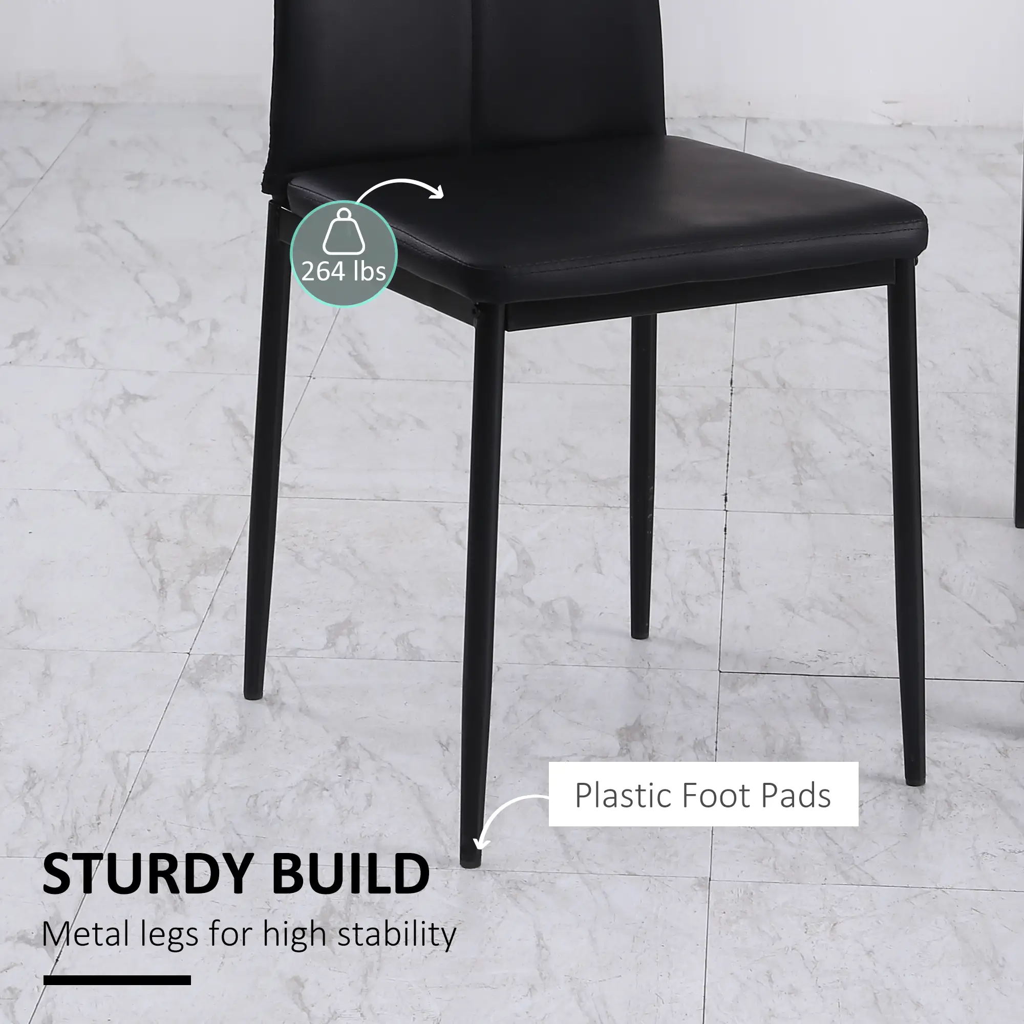 Modern Dining Chairs Set of 4, Upholstered High Back, Black - Image 6