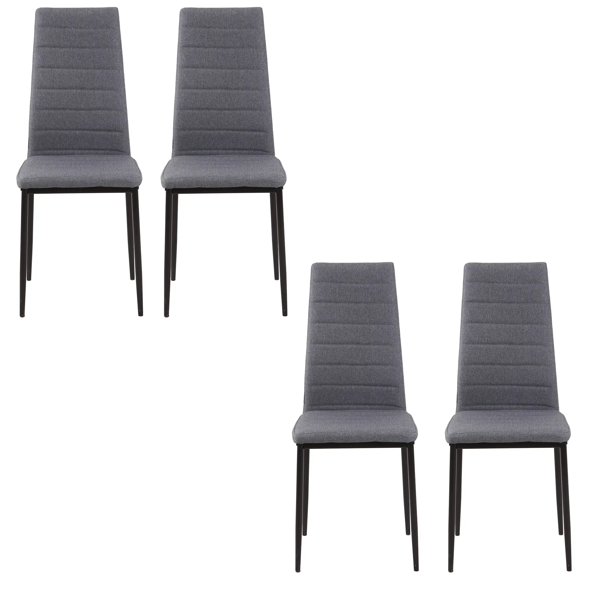 Modern Dining Chairs Set of 4, Upholstered Linen, Metal Legs, Grey - Image 10