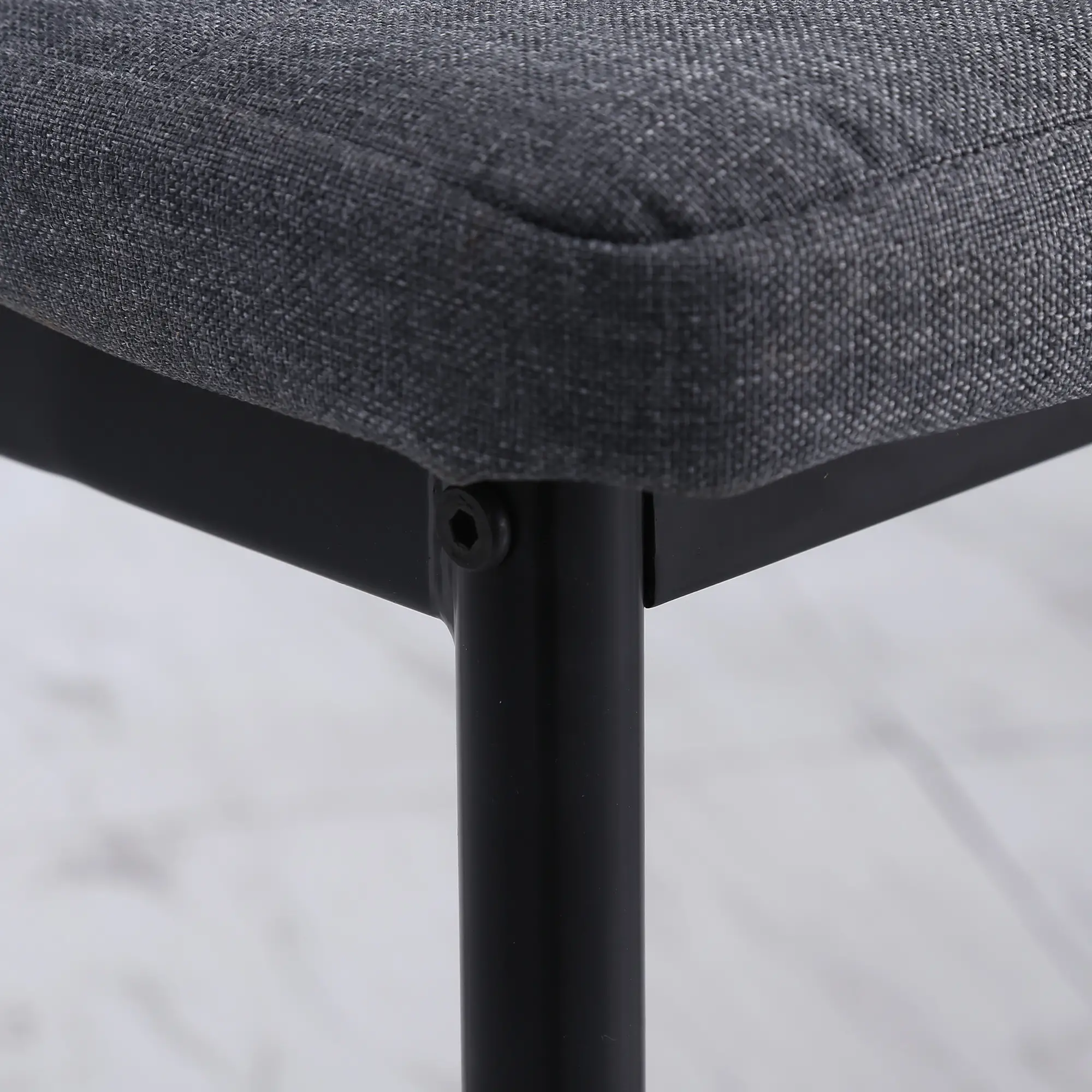 Modern Dining Chairs Set of 4, Upholstered Linen, Metal Legs, Grey - Image 5