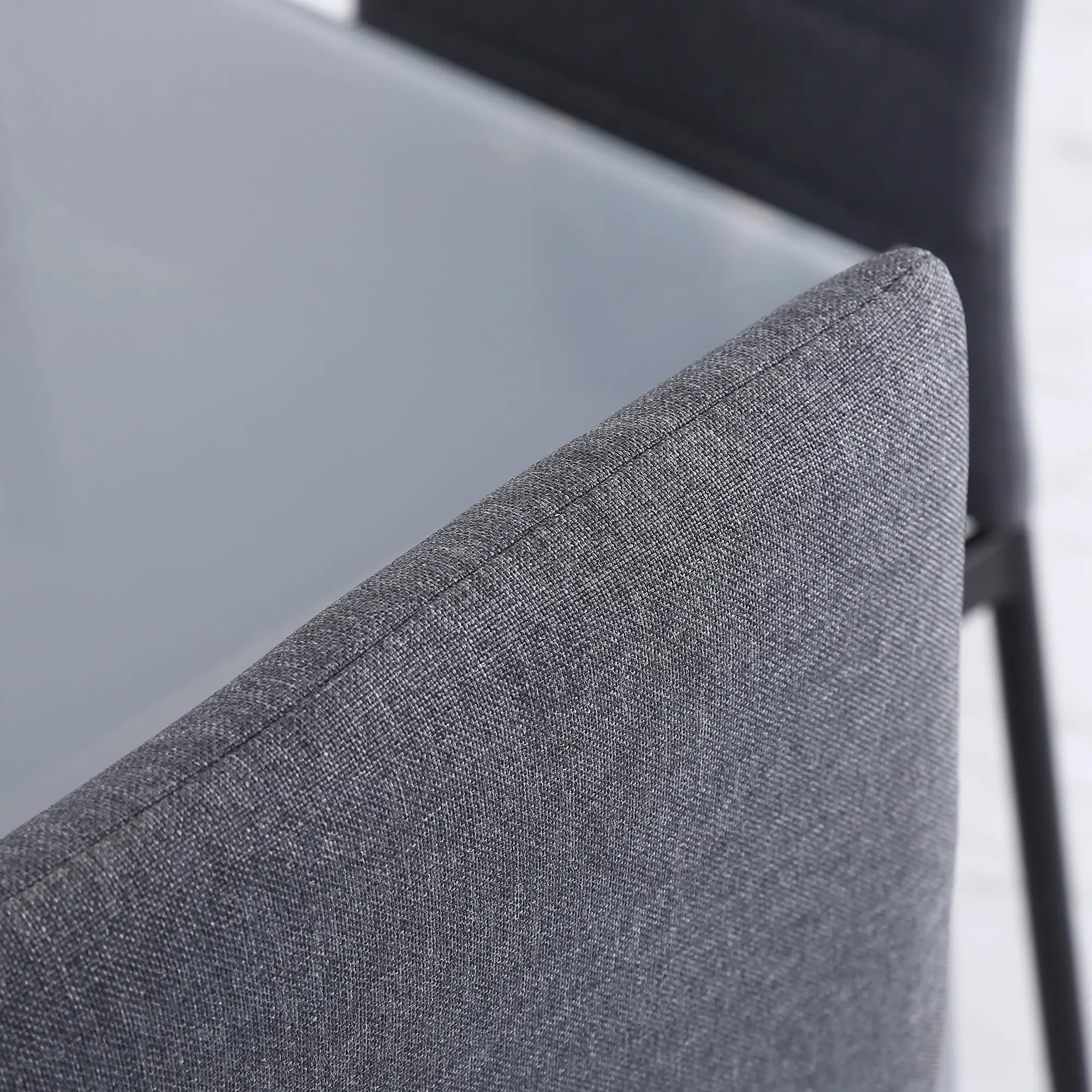 Modern Dining Chairs Set of 4, Upholstered Linen, Metal Legs, Grey - Image 9