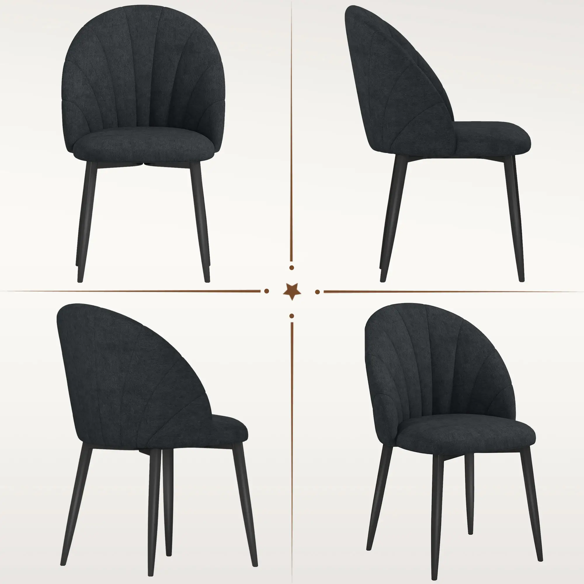 Modern Dining Chairs Set of 4, Upholstered, Metal Legs, Black - Image 14