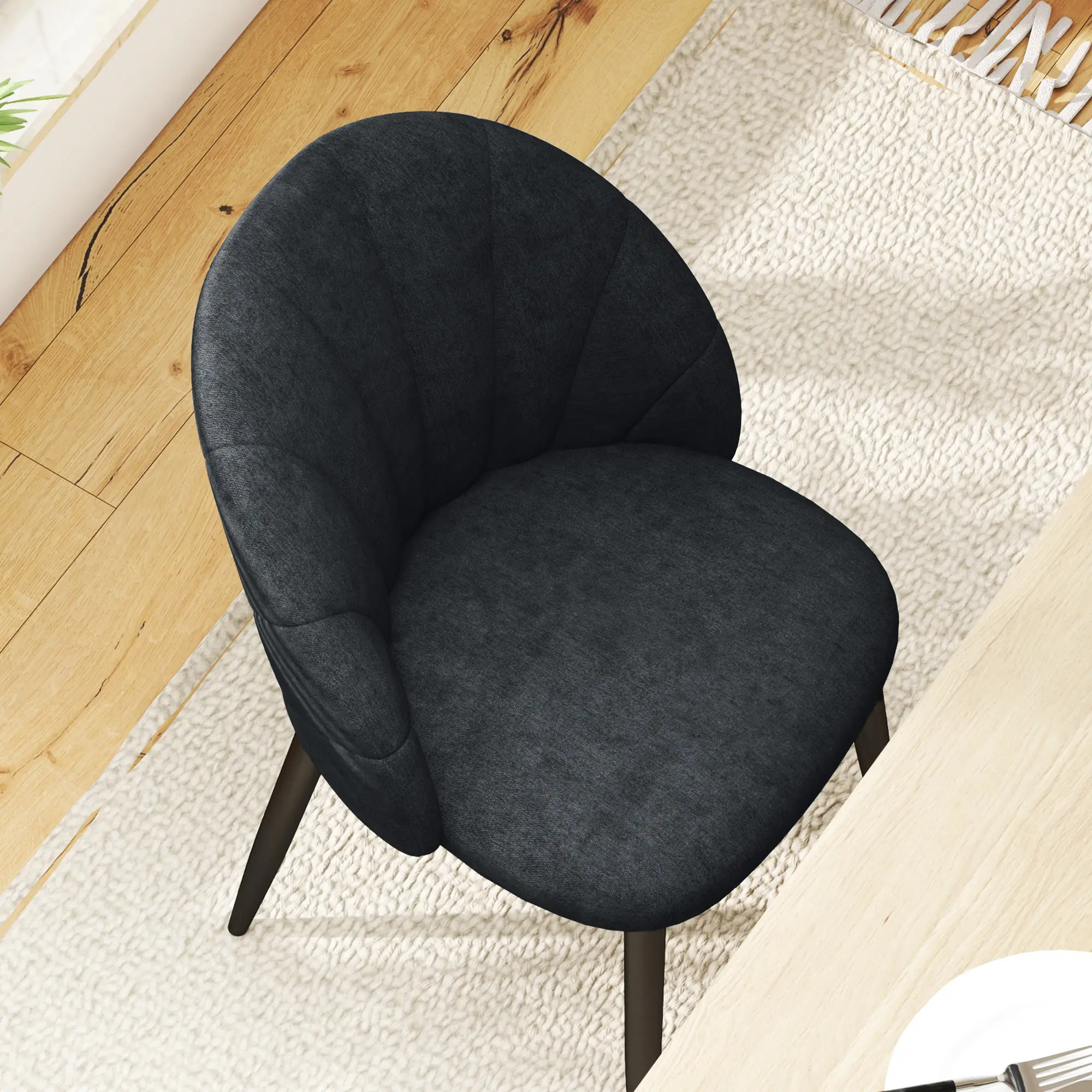 Modern Dining Chairs Set of 4, Upholstered, Metal Legs, Black - Image 8