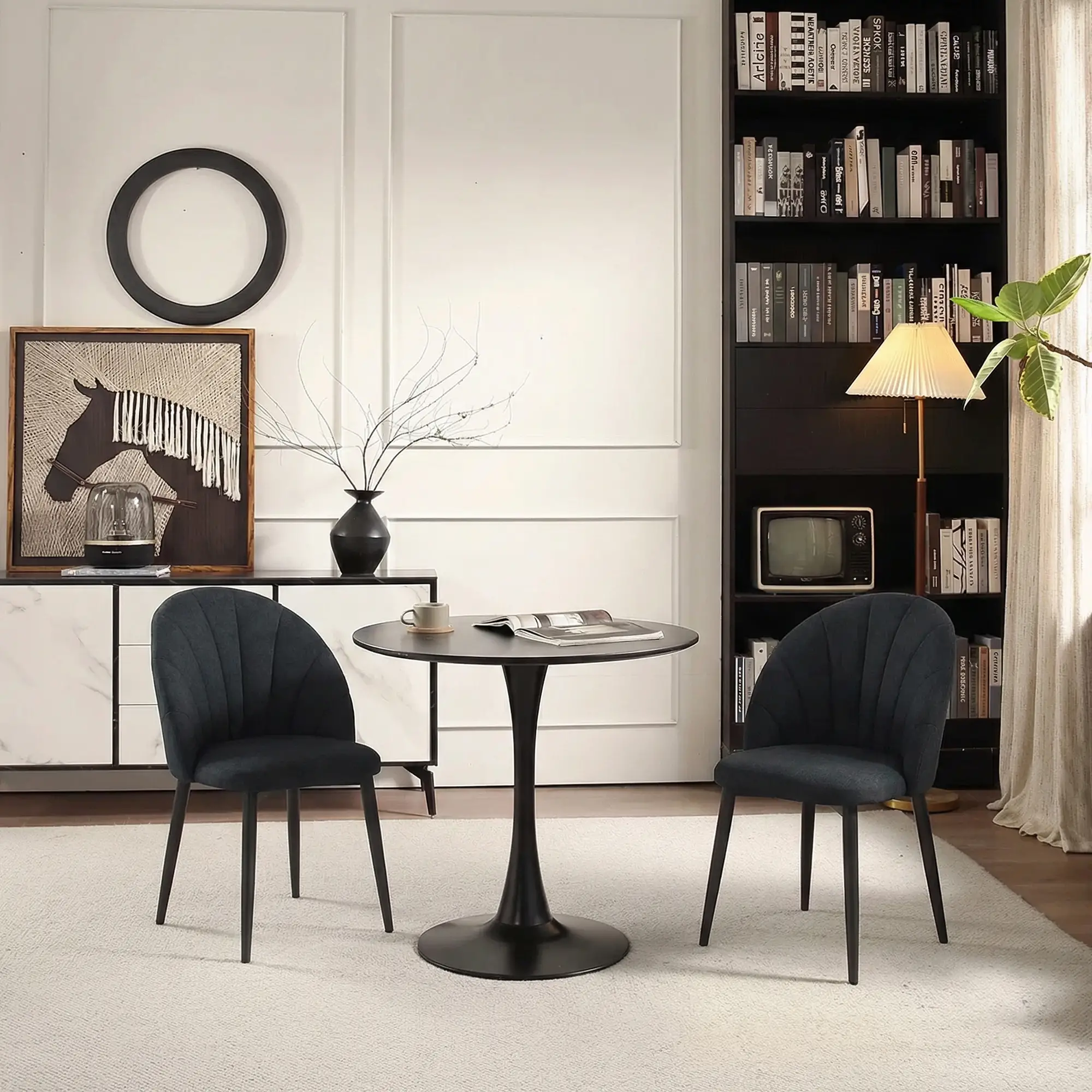 Modern Dining Chairs Set of 4, Upholstered, Metal Legs, Black - Image 9