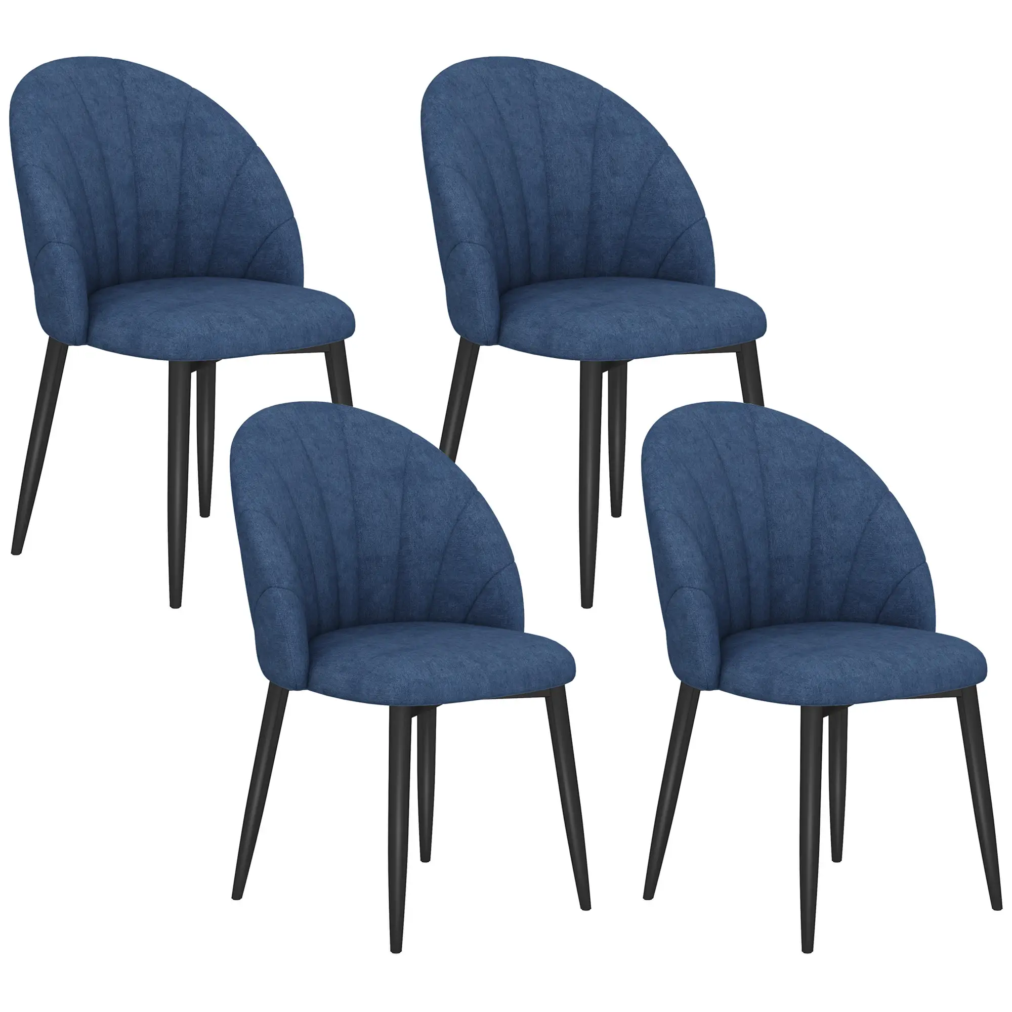 Modern Dining Chairs Set of 4, Upholstered, Metal Legs, Blue - Image 11