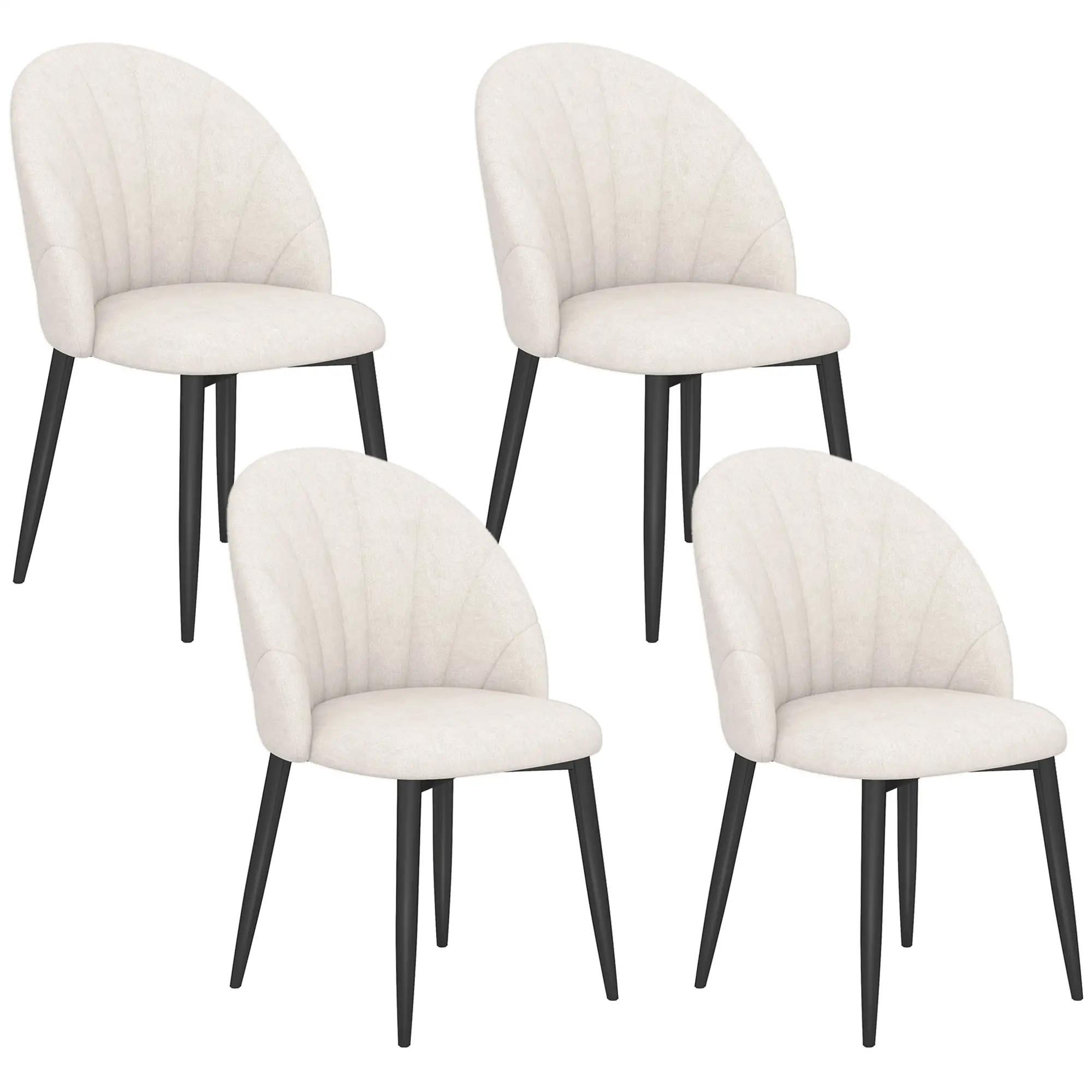 Modern Dining Chairs Set of 4, Upholstered, Metal Legs, Cream White - Image 11