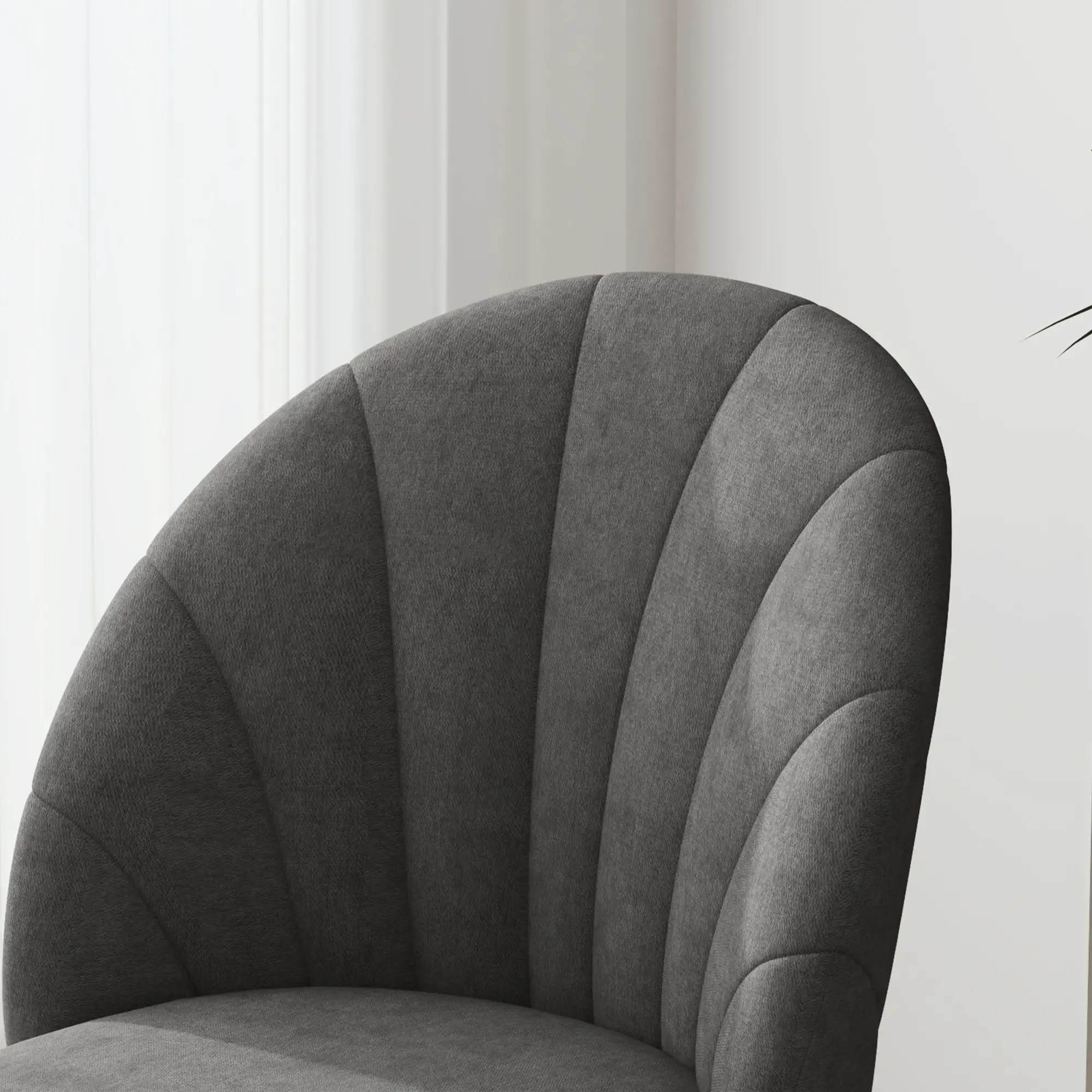 Modern Dining Chairs Set of 4, Upholstered, Metal Legs, Dark Grey - Image 10