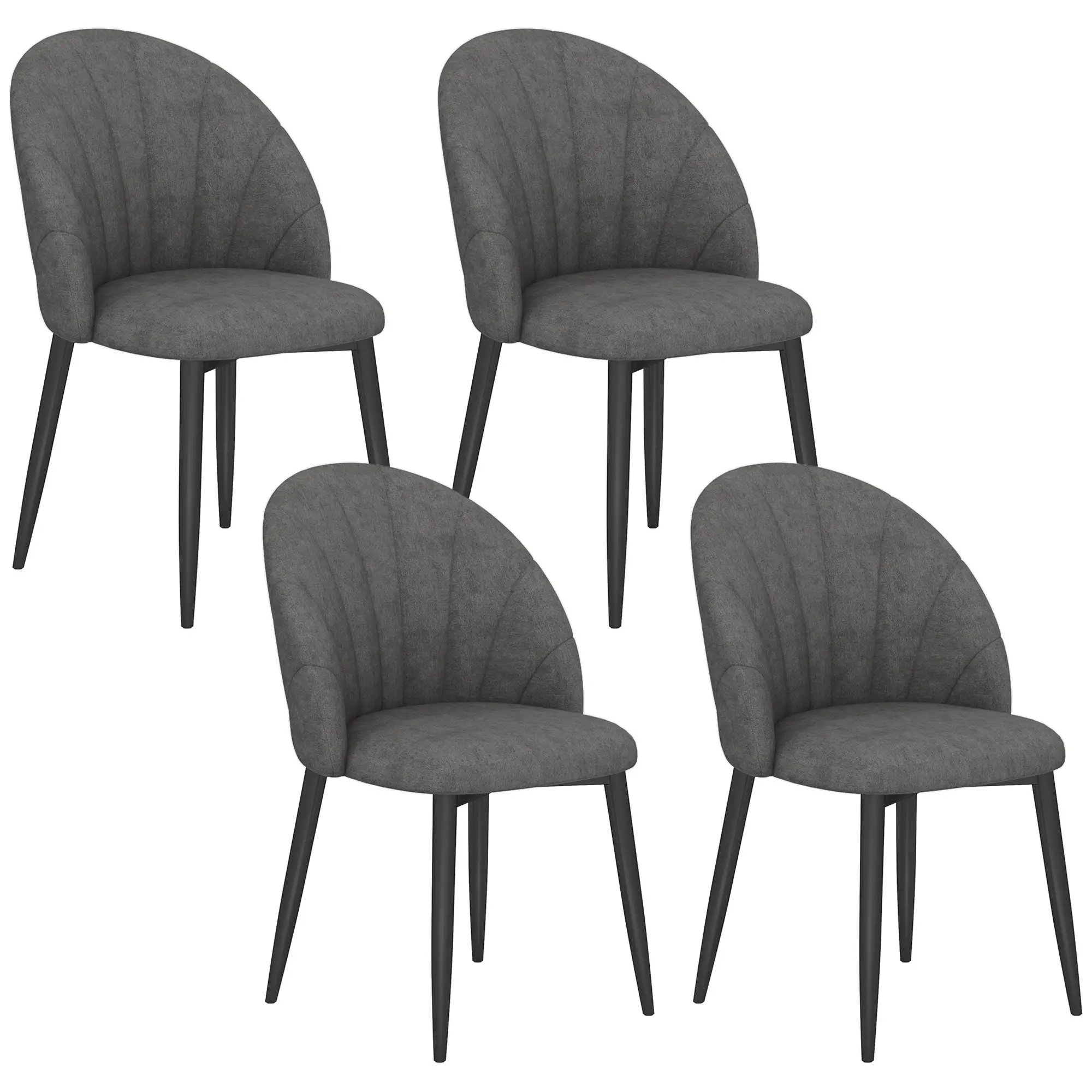Modern Dining Chairs Set of 4, Upholstered, Metal Legs, Dark Grey - Image 11