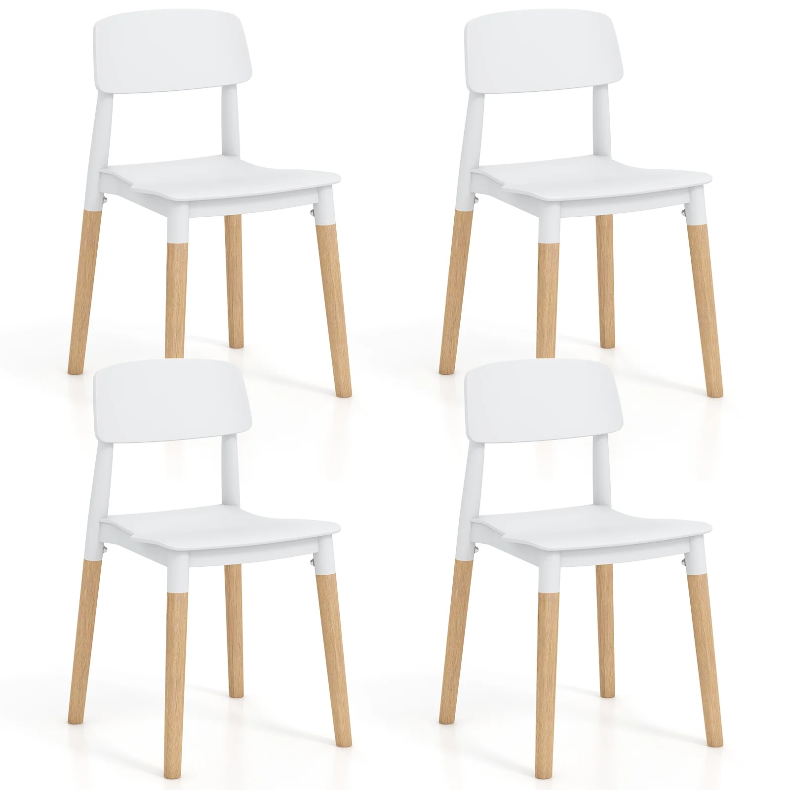 Modern Dining Side Chairs Set of 4, Ergonomic Backrest, White