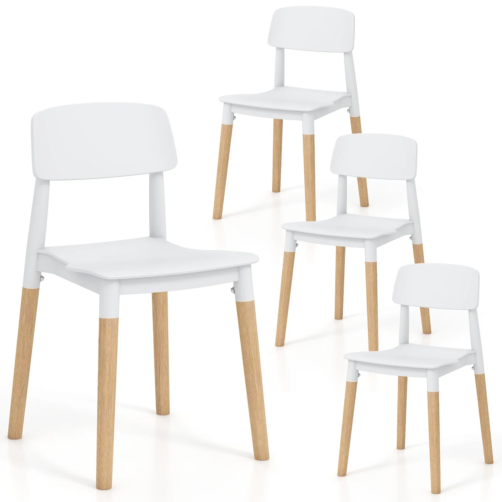 Modern Dining Side Chairs Set of 4, Ergonomic Backrest, White - Image 5