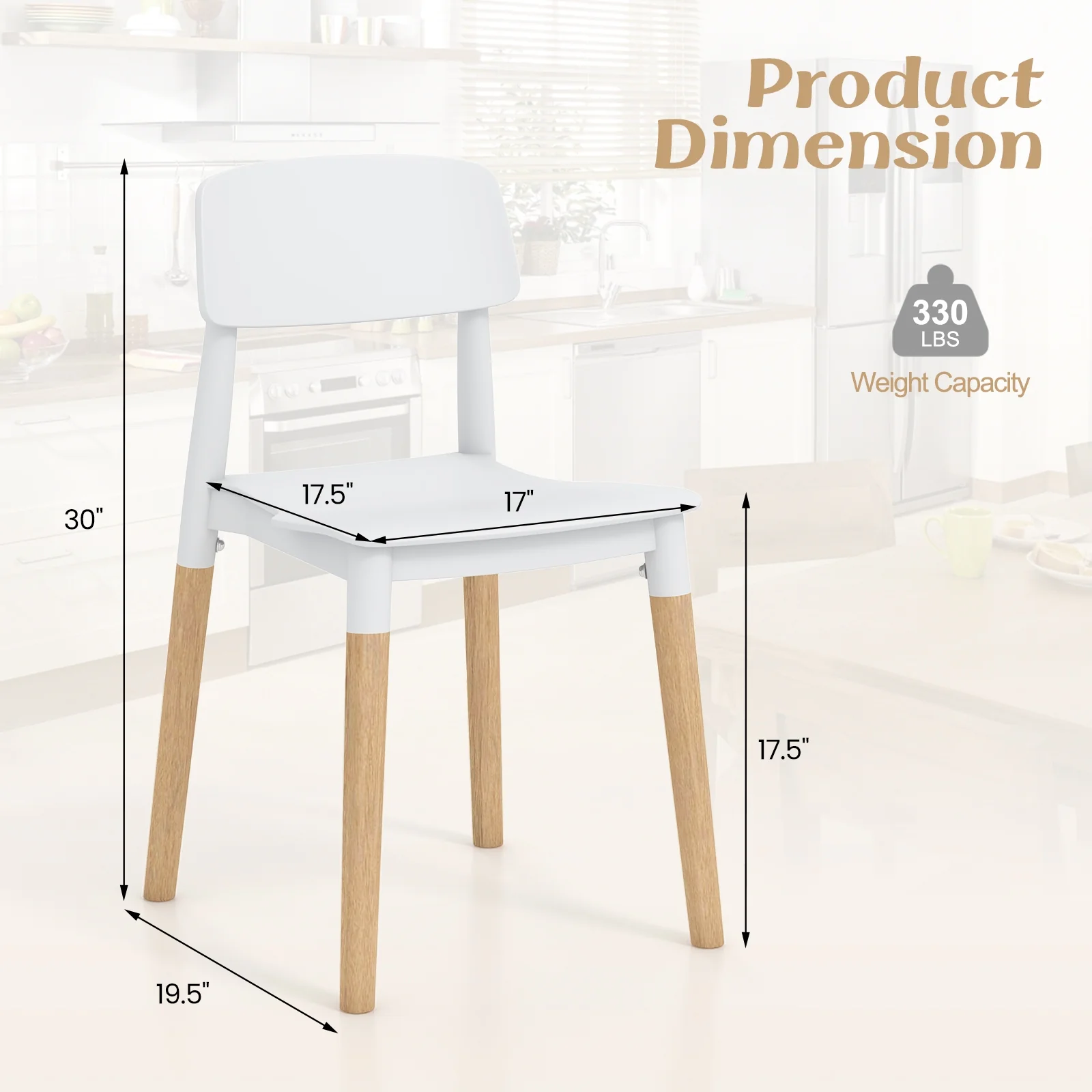 Modern Dining Side Chairs Set of 4, Ergonomic Backrest, White - Image 6