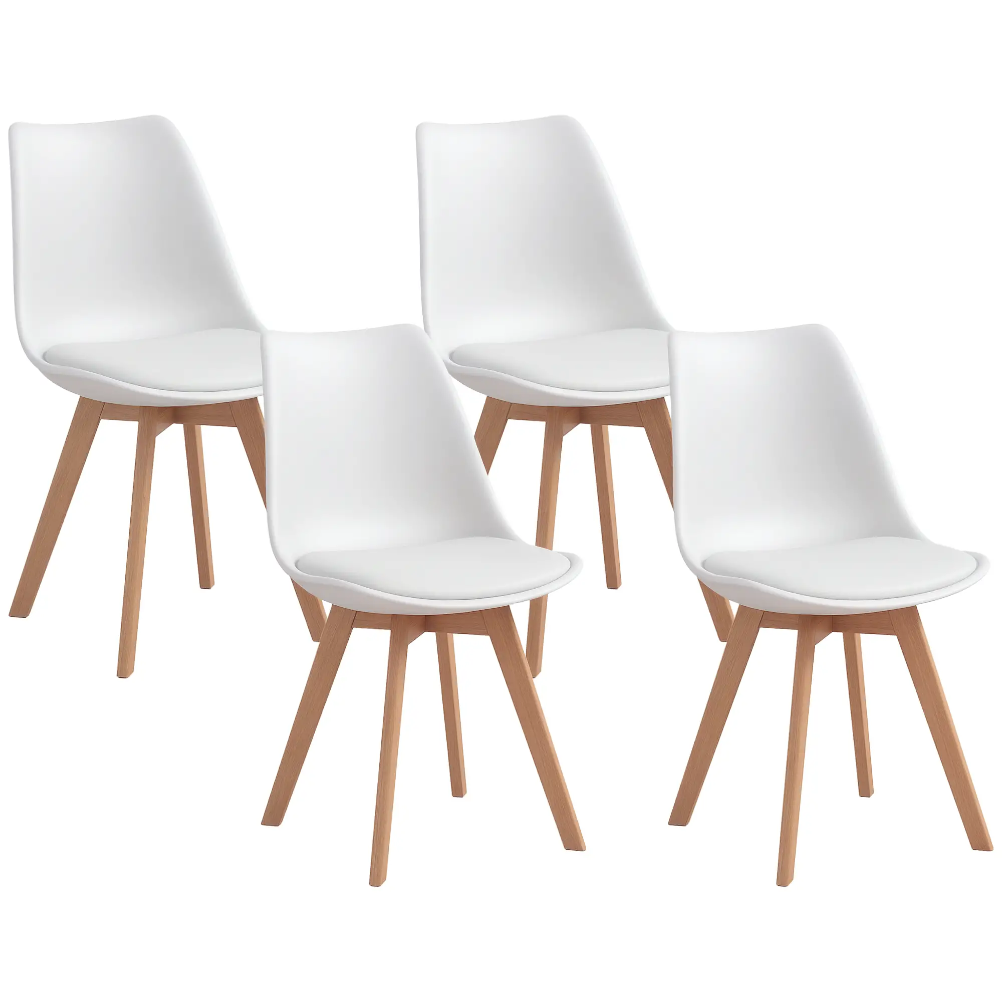 Modern Dining Table Chairs Set of 4, Rubber Wood, PU Leather Cushion - Image 11
