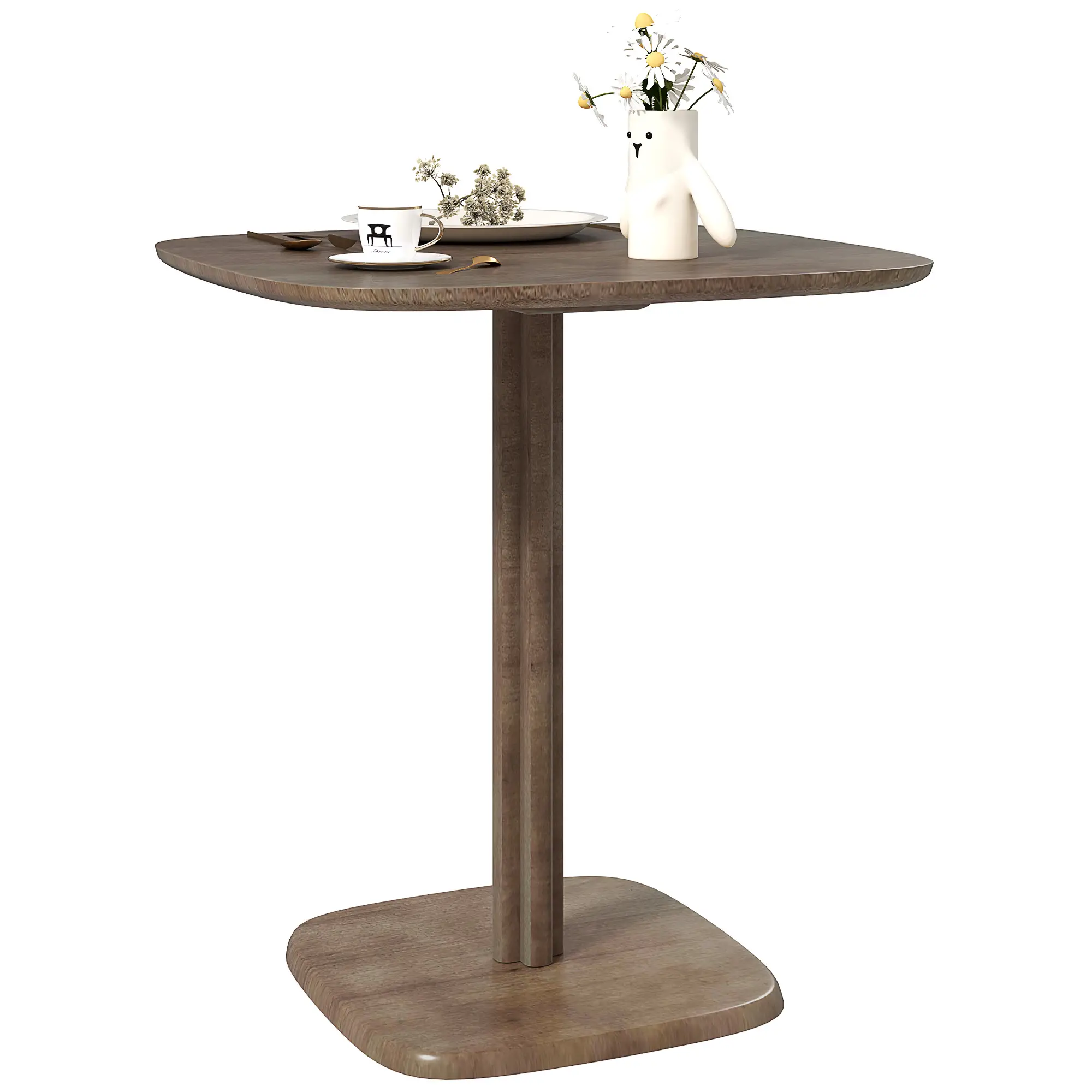 Modern Dining Table For 4, Wood-Effect Top, 27.6" x 27.6", Dark Brown - Image 11