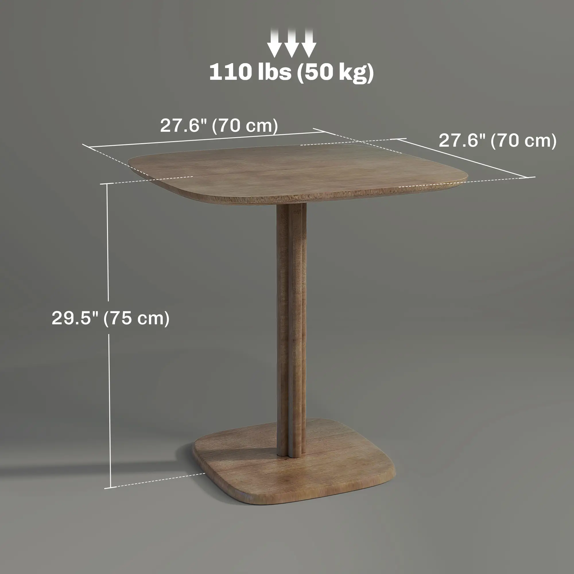 Modern Dining Table For 4, Wood-Effect Top, 27.6" x 27.6", Dark Brown - Image 3