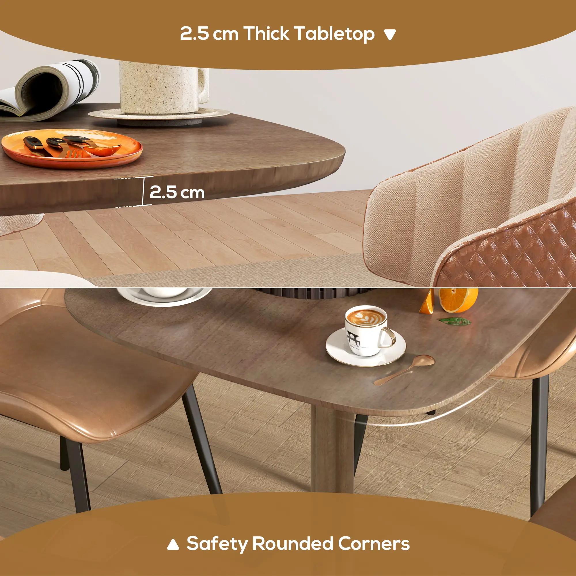 Modern Dining Table For 4, Wood-Effect Top, 27.6" x 27.6", Dark Brown - Image 5