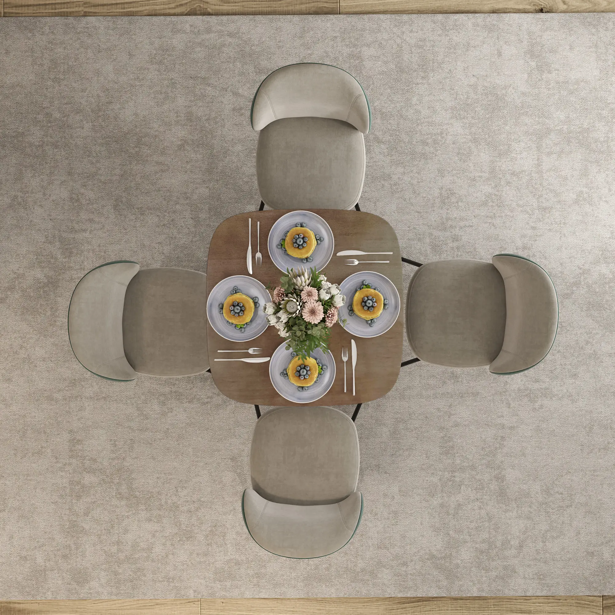 Modern Dining Table For 4, Wood-Effect Top, 27.6" x 27.6", Dark Brown - Image 7