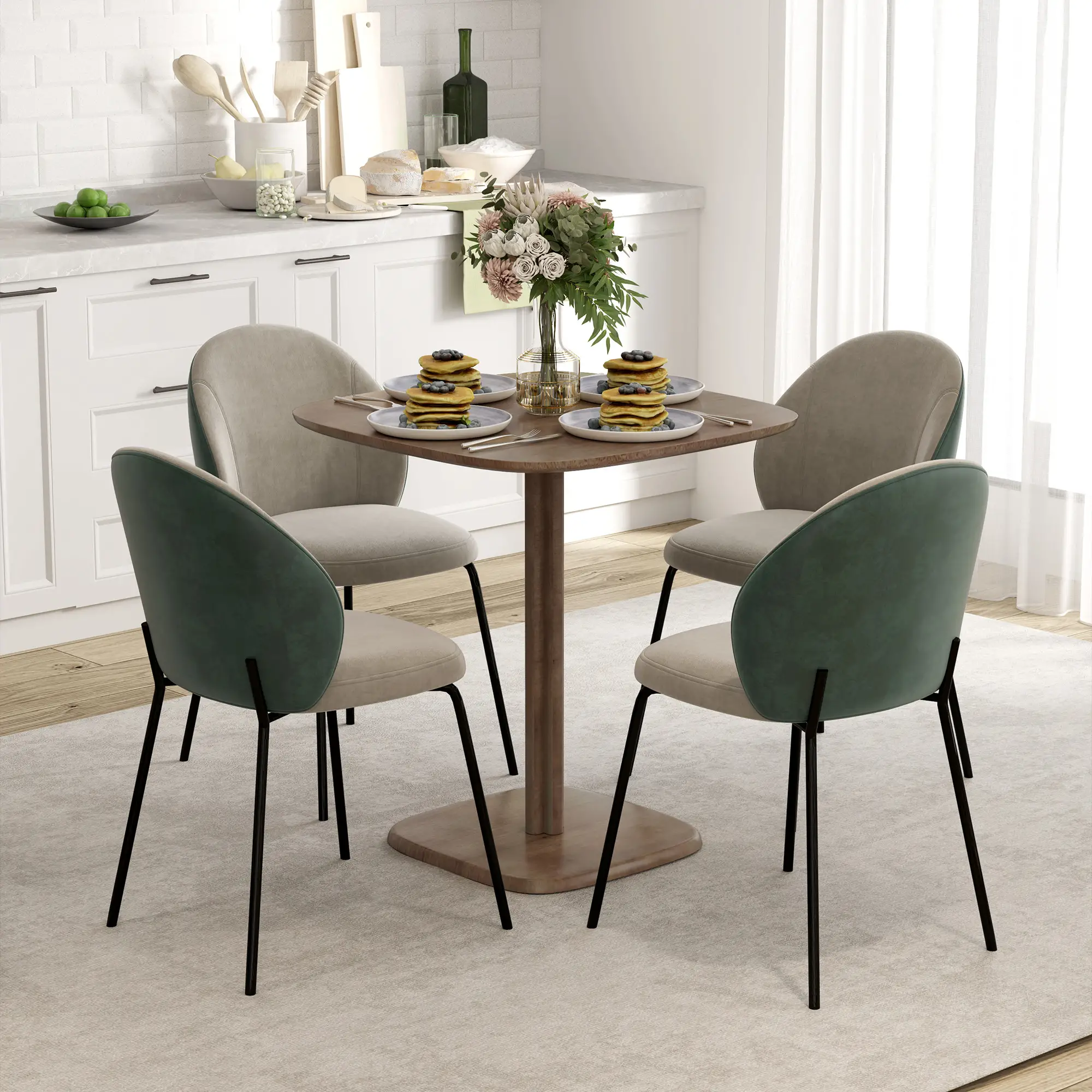 Modern Dining Table For 4, Wood-Effect Top, 27.6" x 27.6", Dark Brown - Image 8