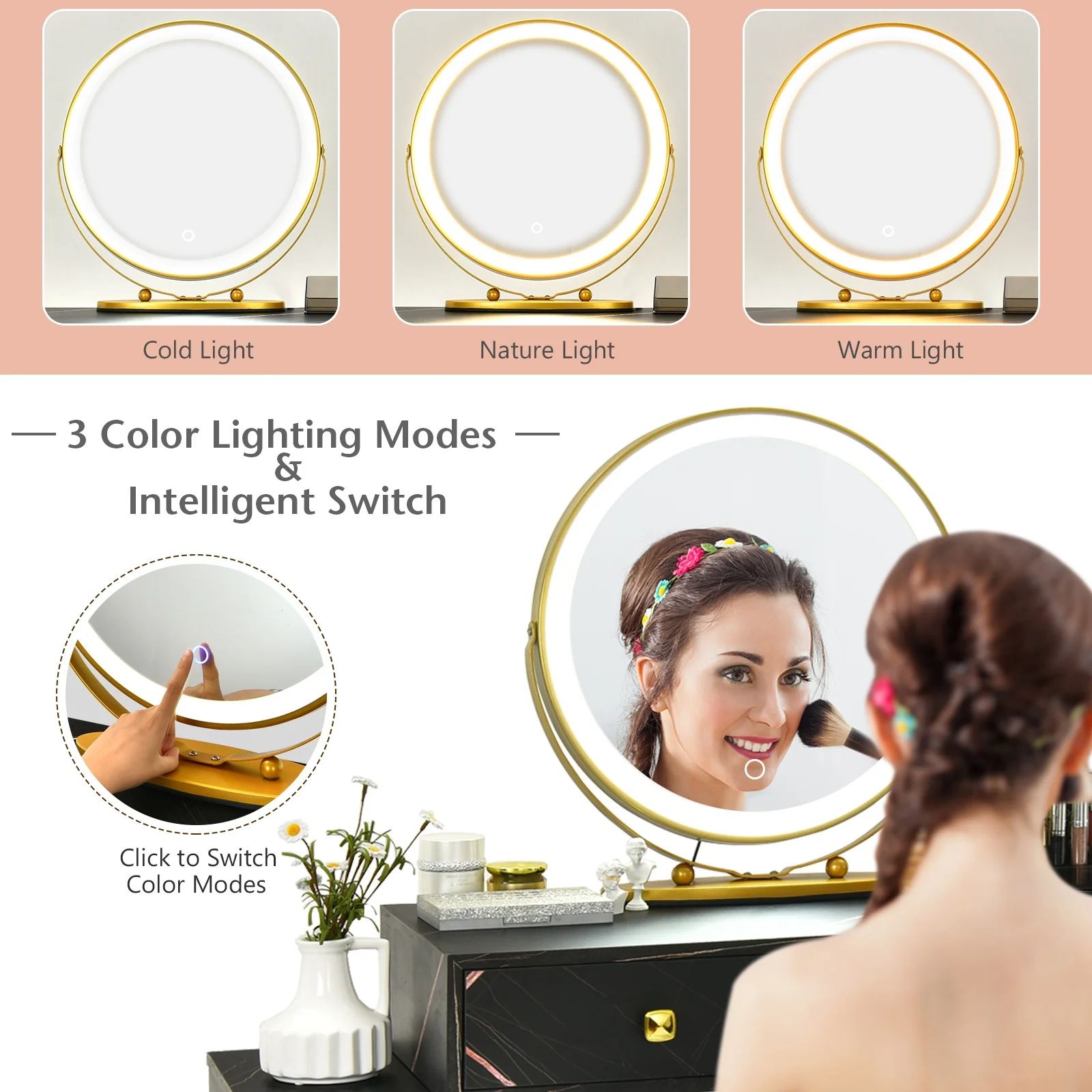 Modern Dressing Table With Storage Cabinet, Black - Image 9