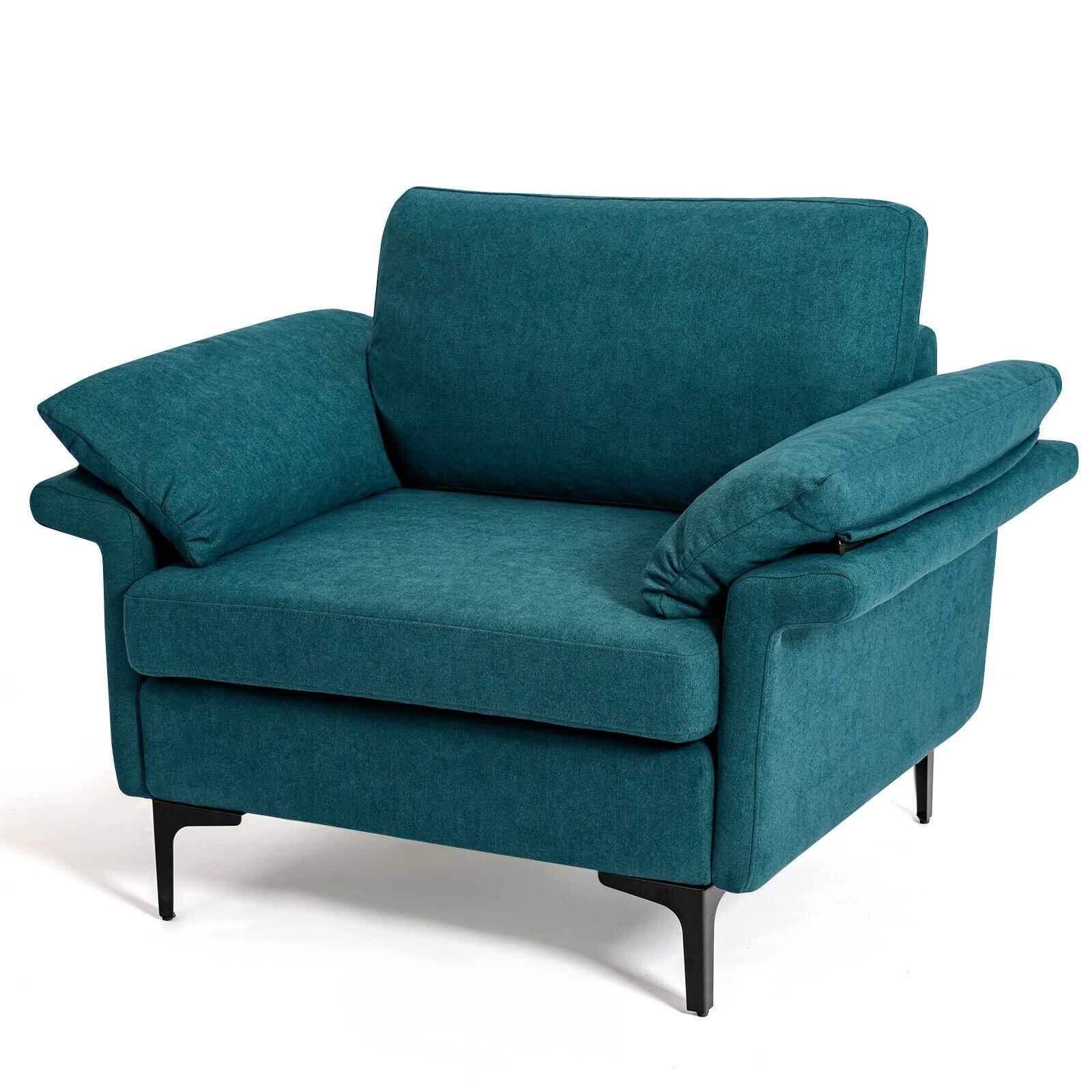 Modern Fabric Accent Armchair, Peacock Blue - Image 5