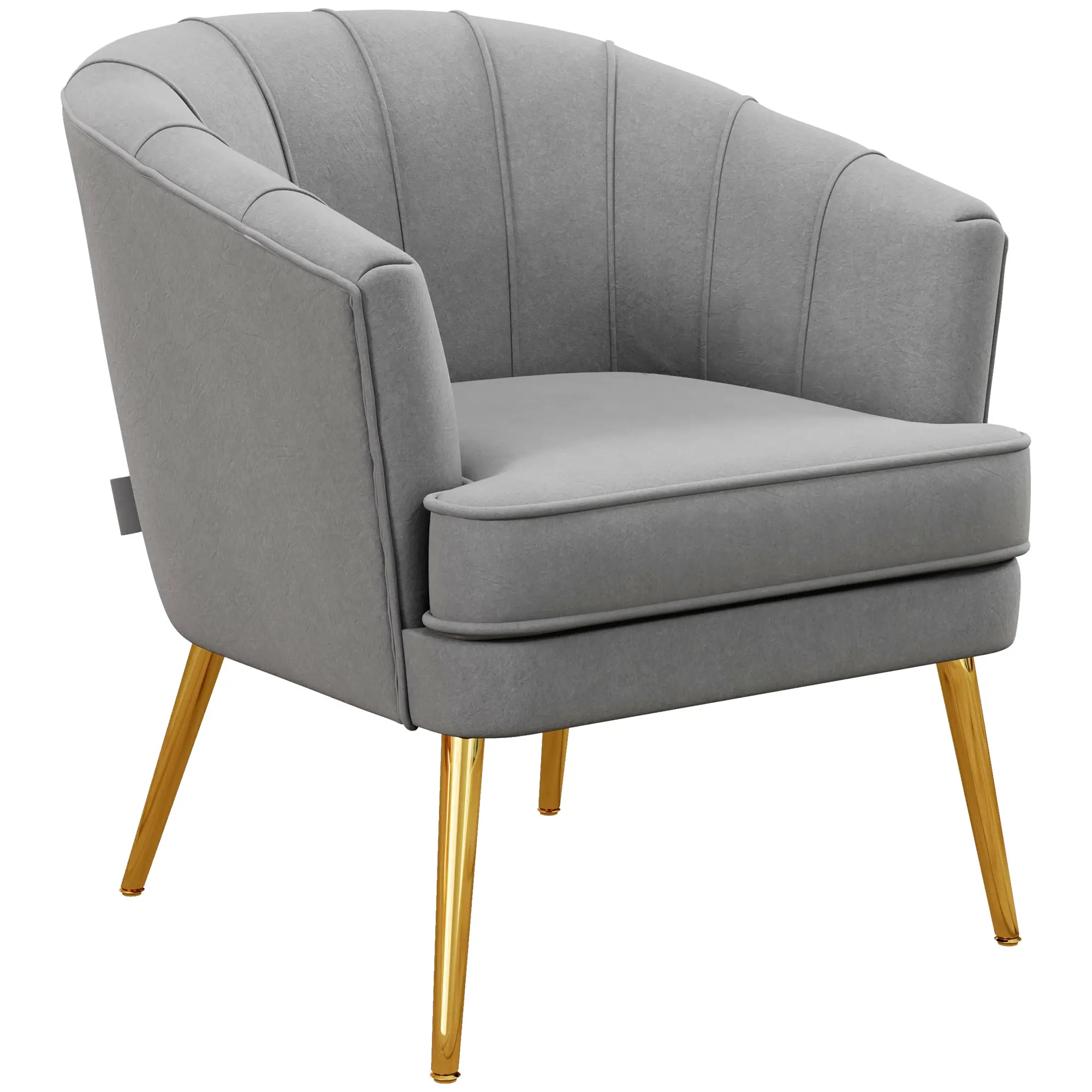 Modern Fabric Armchair, Gold Metal Legs, Living Room, Bedroom, Grey - Image 11