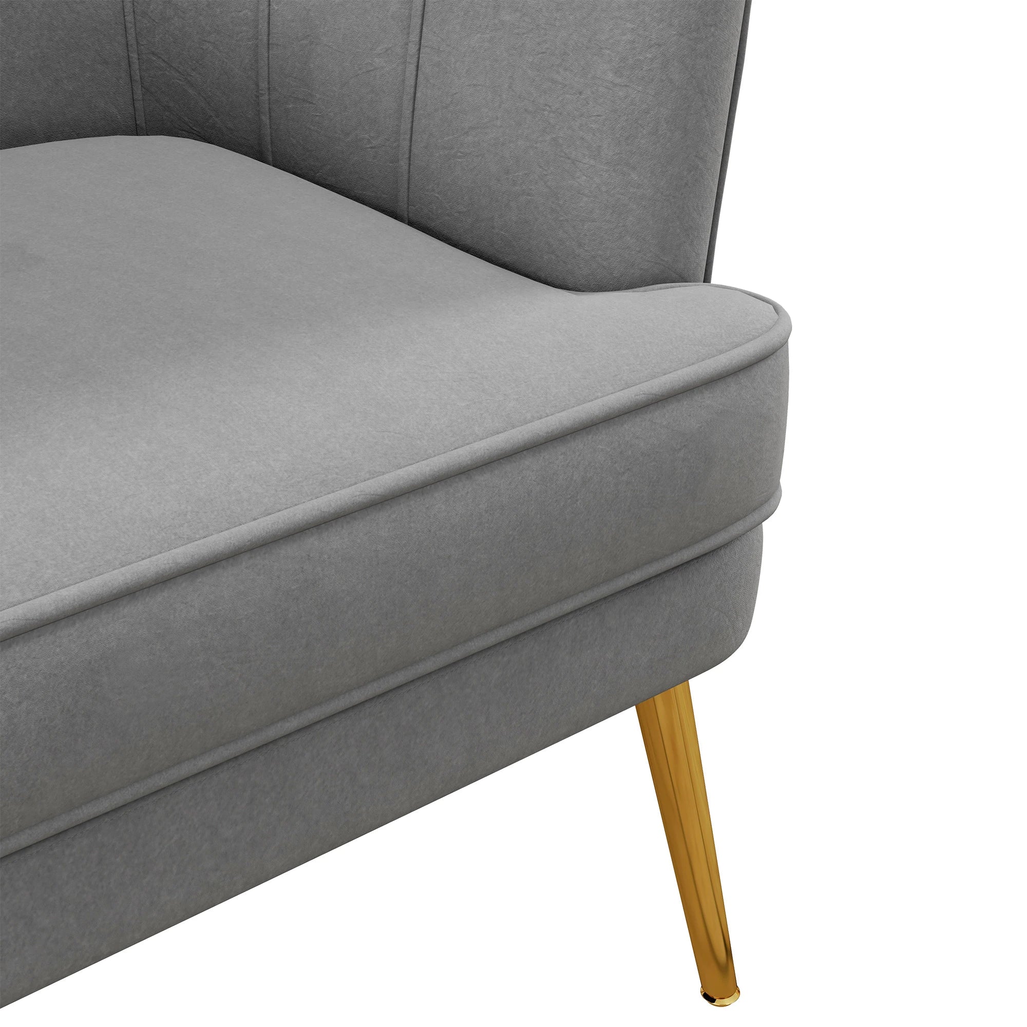 Modern Fabric Armchair, Gold Metal Legs, Living Room, Bedroom, Grey - Image 7