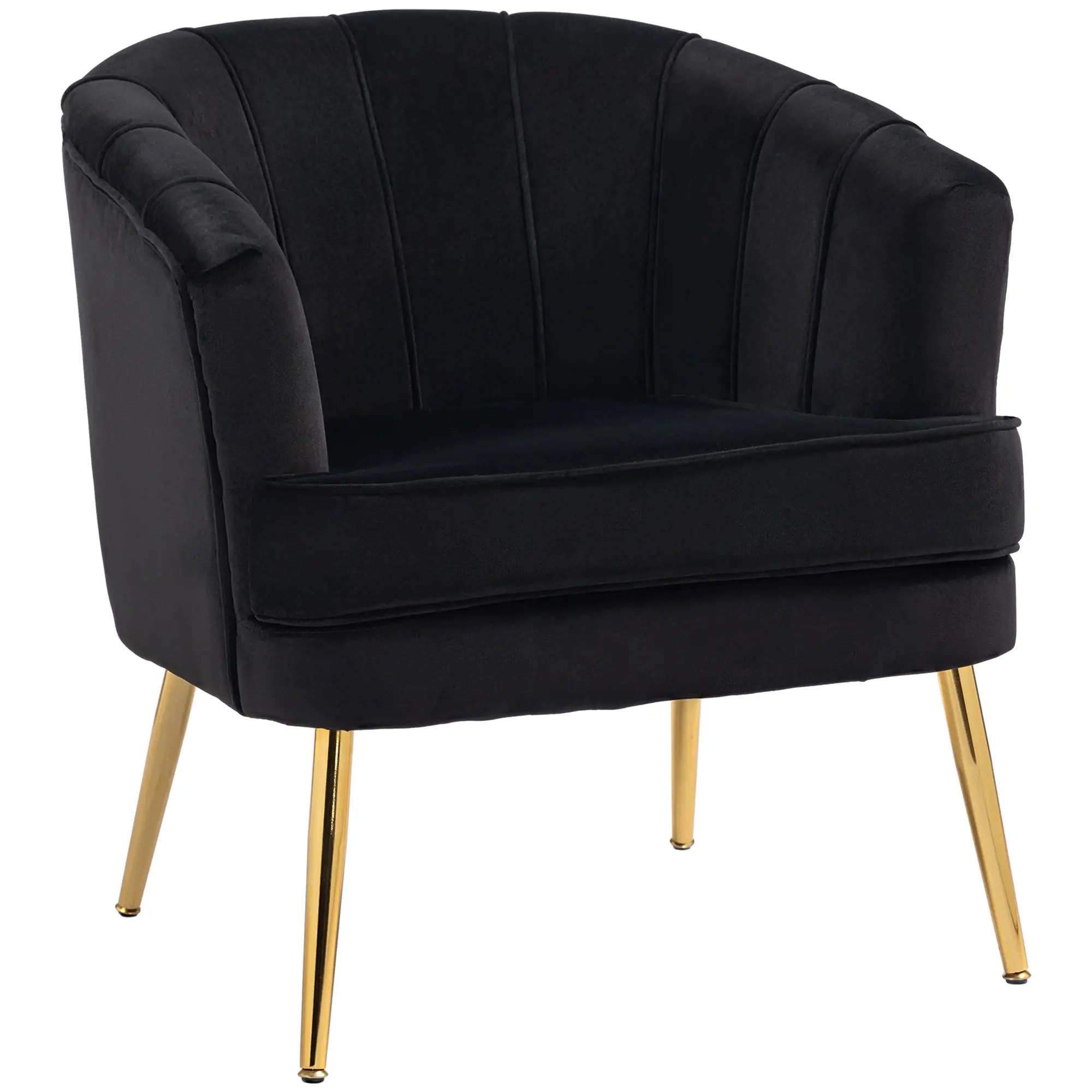 Modern Fabric Armchair, Gold Metal Legs, Living Room, Black - Image 11