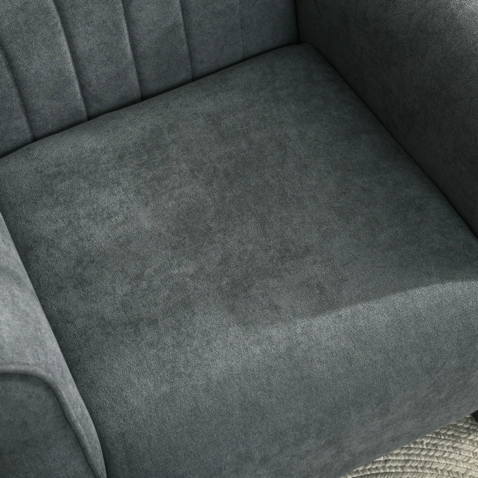 Modern Fabric Armchair, Wood Legs, Living Room, Bedroom, Dark Grey - Image 10