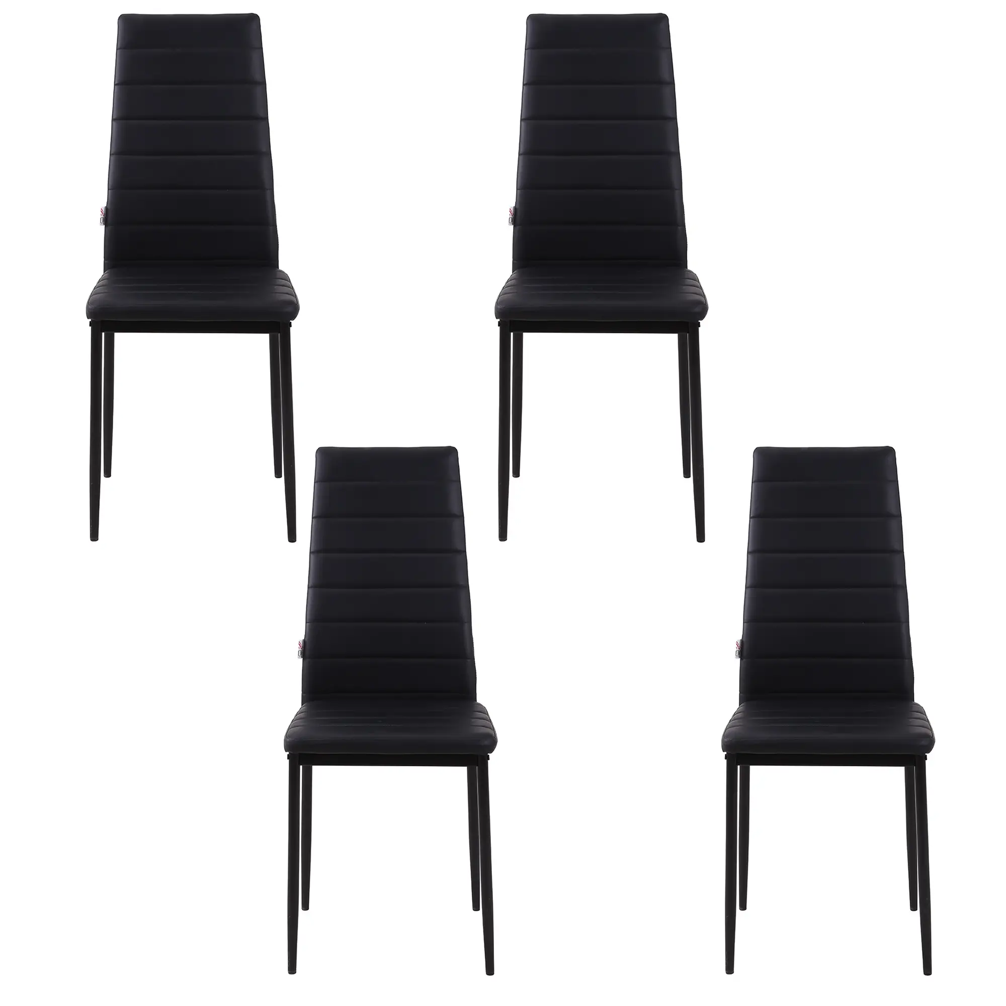 Modern High Back Dining Chairs, PU Leather, Metal Legs, Set of 4, Black - Image 13