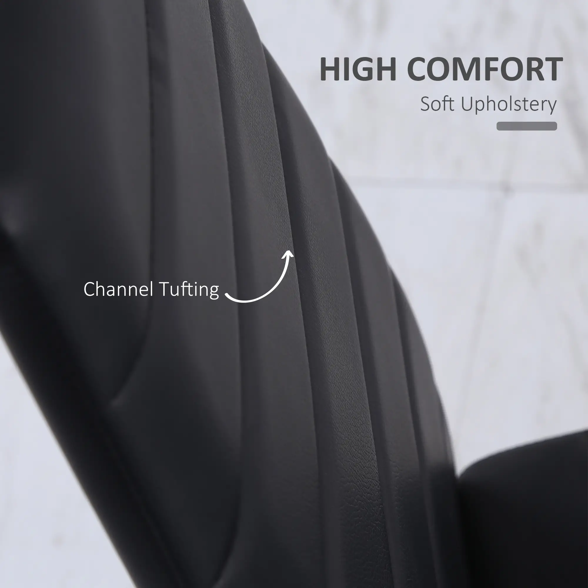 Modern High Back Dining Chairs, PU Leather, Metal Legs, Set of 4, Black - Image 6