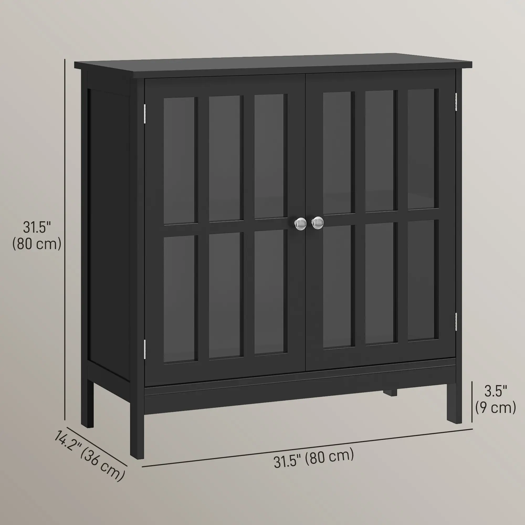 Modern Kitchen Buffet Cabinet, 2 Doors, Dining Room Sideboard, Black - Image 3