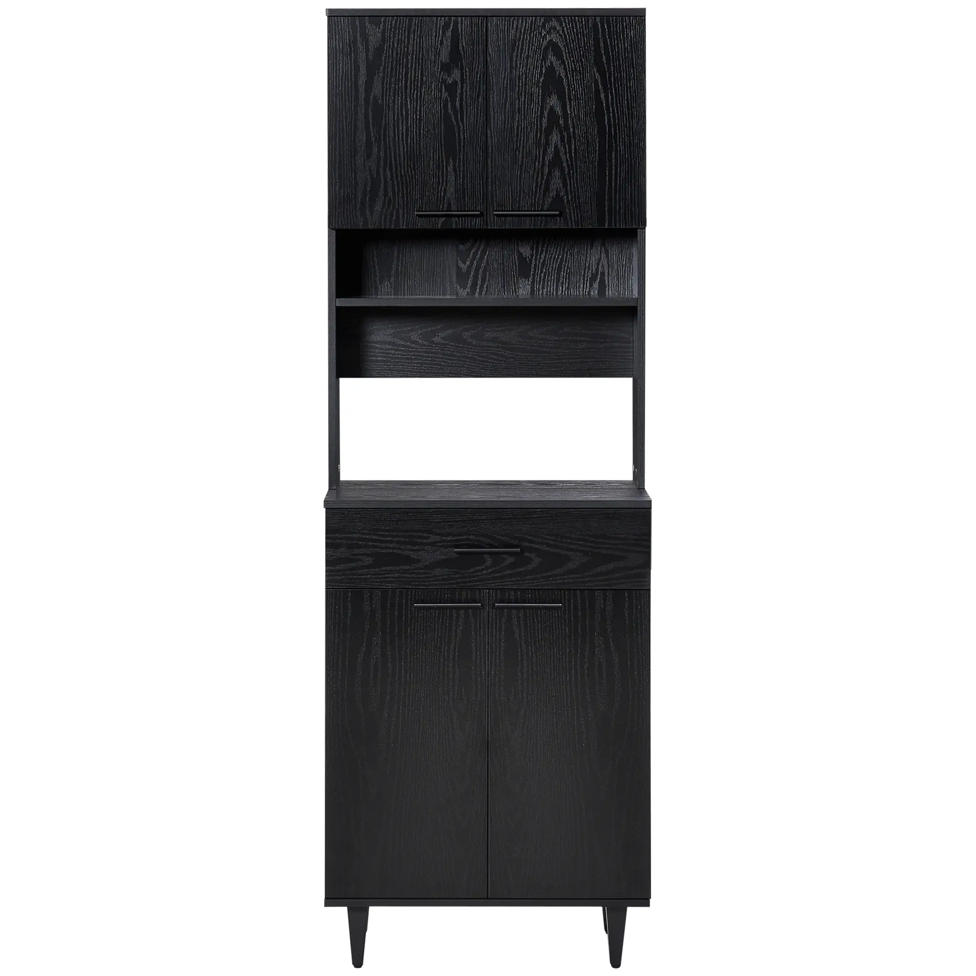 Modern Kitchen Buffet with Hutch, Wooden Storage Cupboard, Black - Image 11