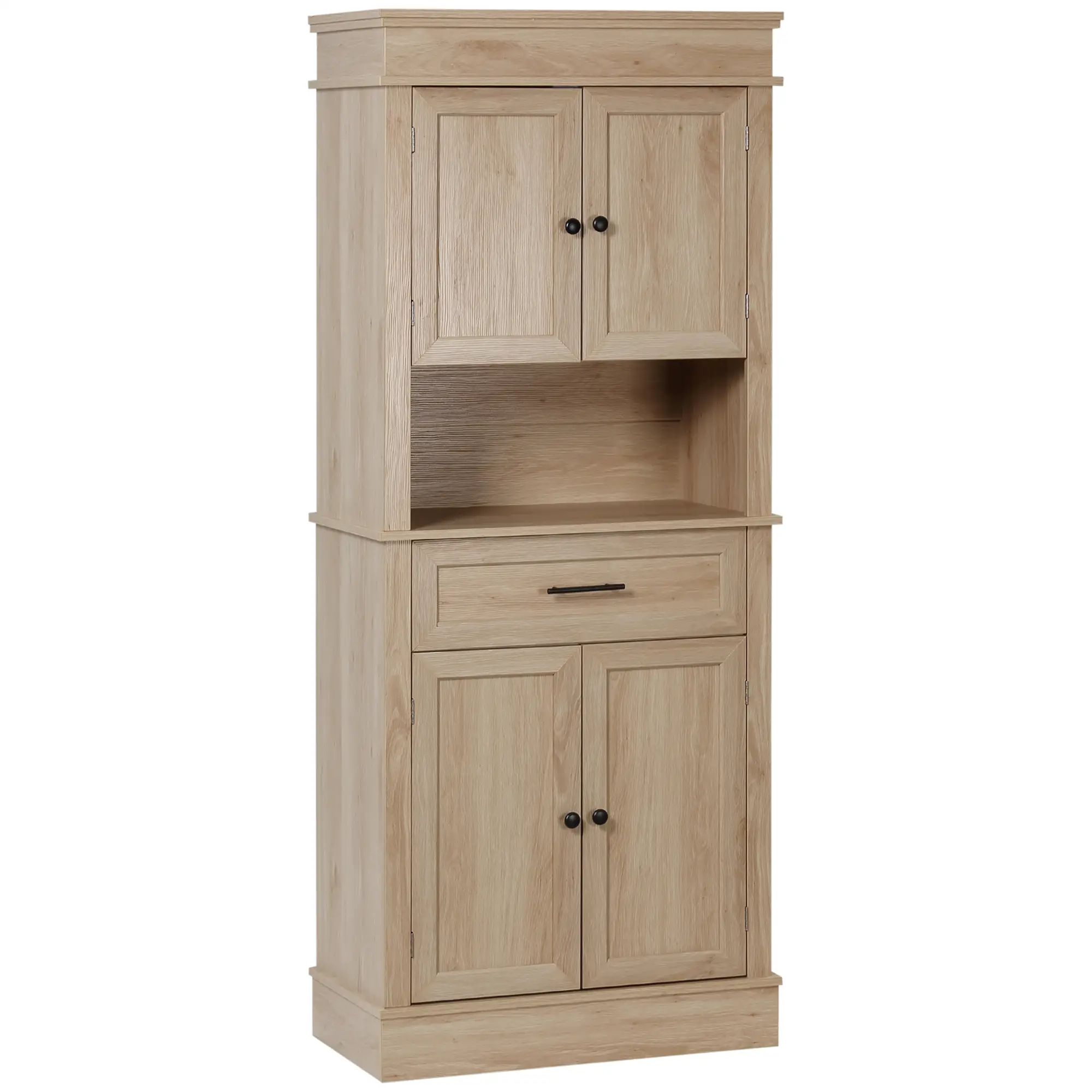 Modern Kitchen Pantry Cabinet, Freestanding with Adjustable Shelves, Oak - Image 11