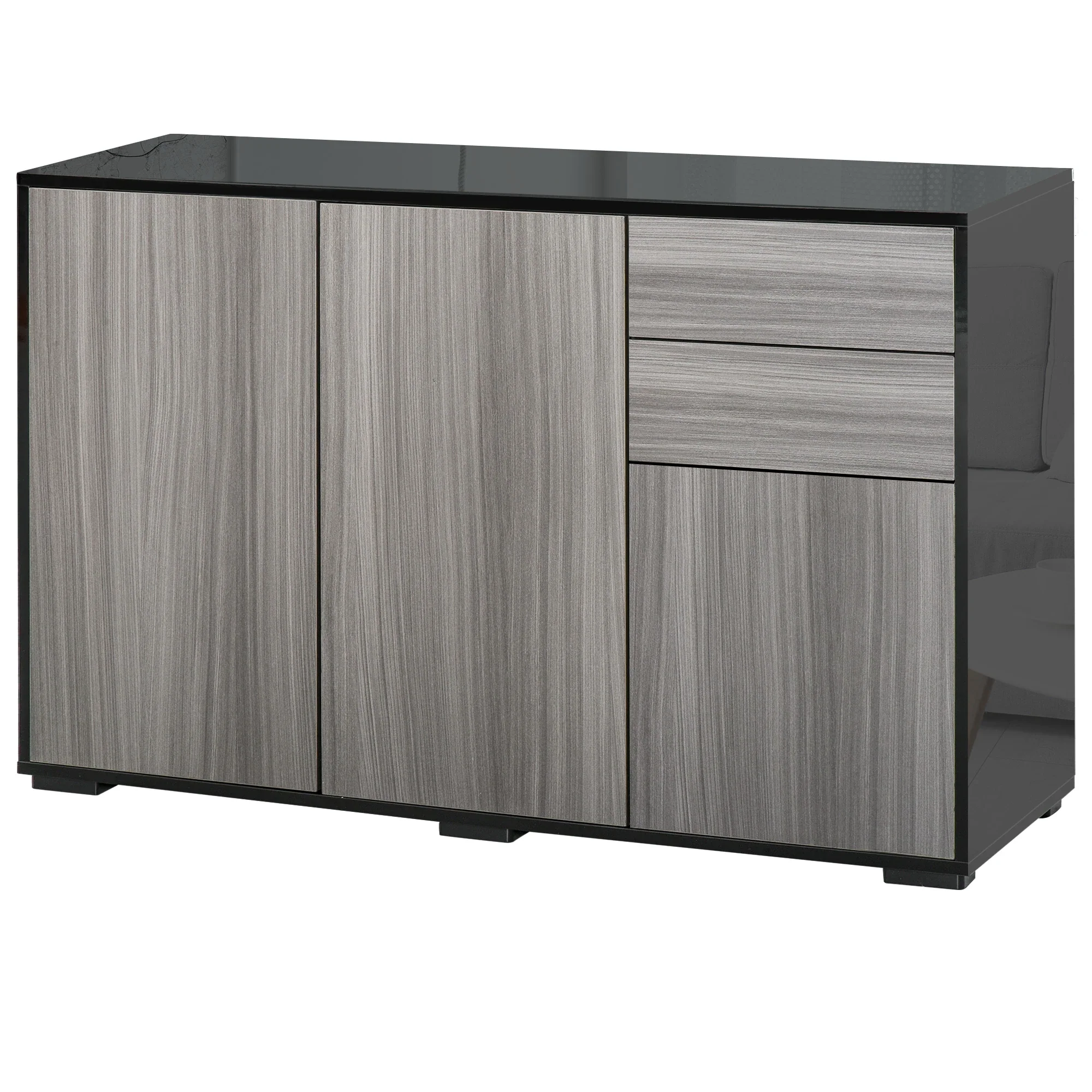 Modern Kitchen Sideboard, Coffee Bar Cabinet with 2 Drawers, Black