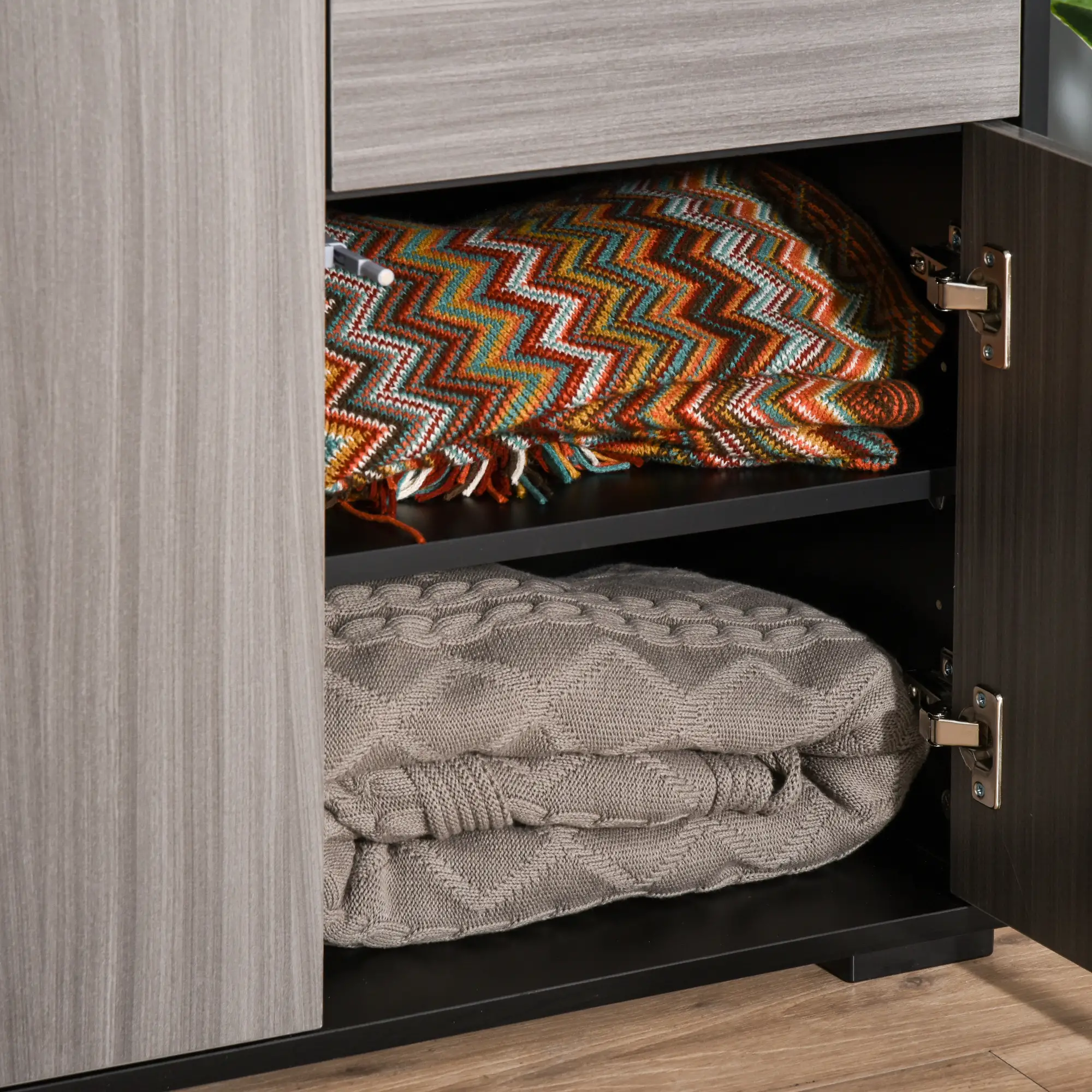 Modern Kitchen Sideboard, Coffee Bar Cabinet with 2 Drawers, Black - Image 15