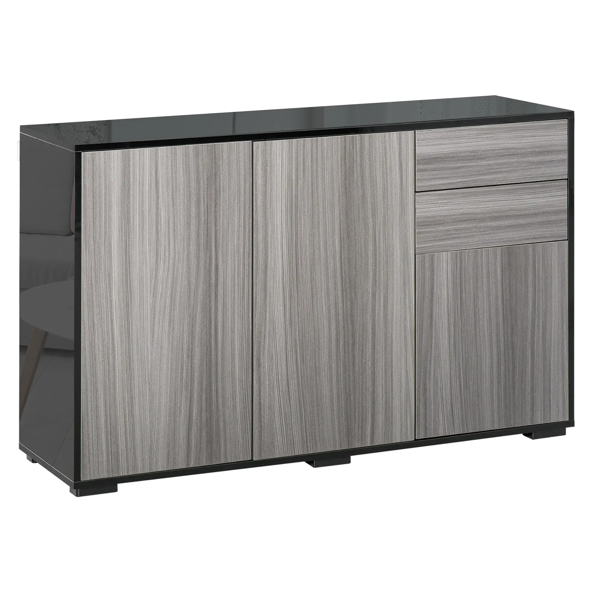 Modern Kitchen Sideboard, Coffee Bar Cabinet with 2 Drawers, Black - Image 16