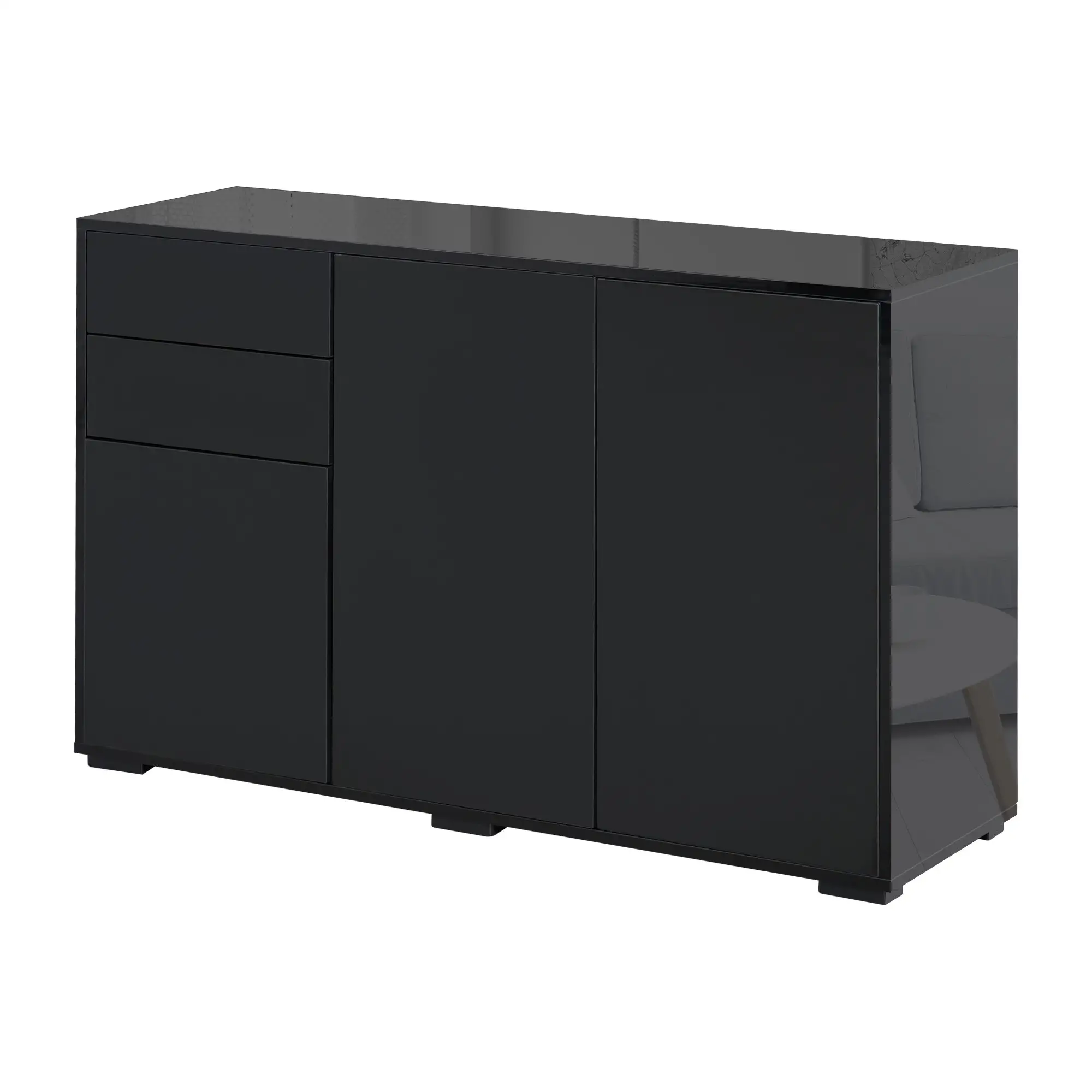 Modern Kitchen Sideboard, Coffee Bar with 2 Drawers, Black