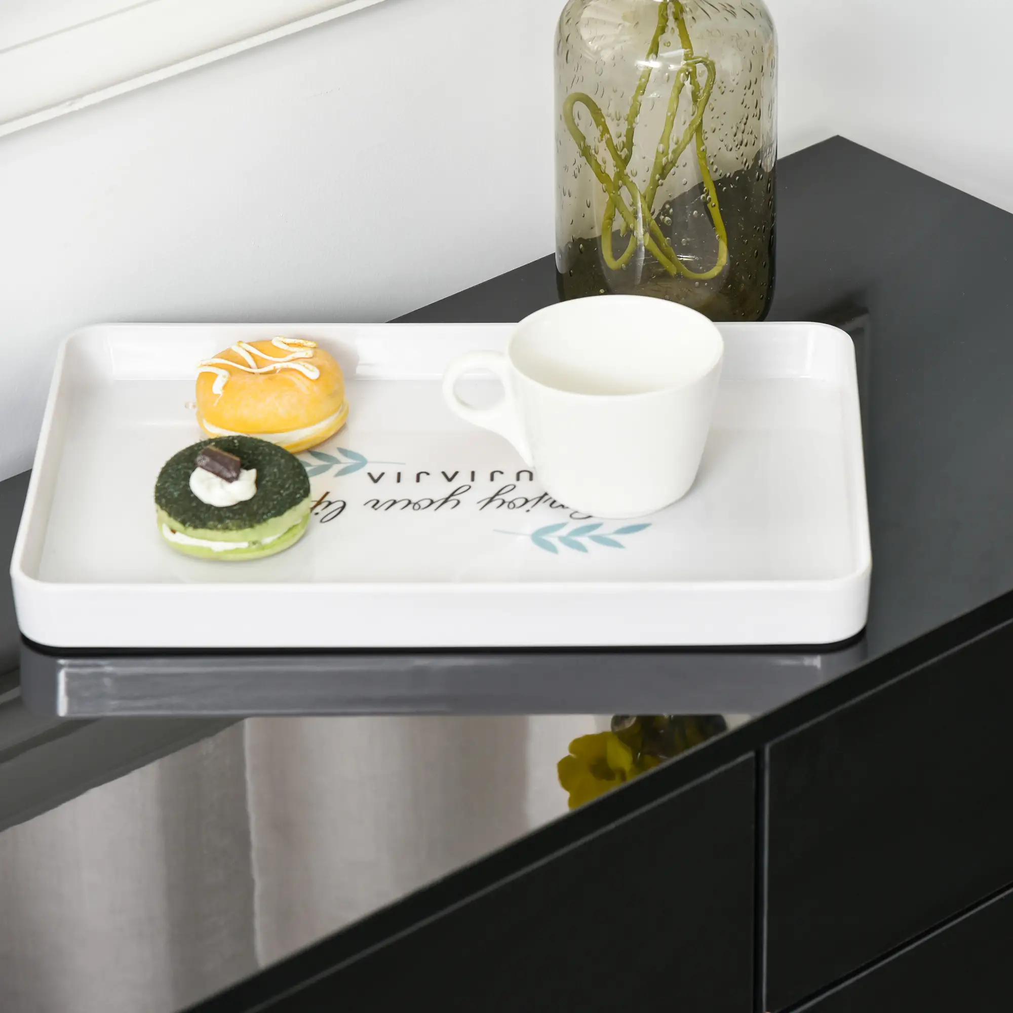 Modern Kitchen Sideboard, Coffee Bar with 2 Drawers, Black - Image 10