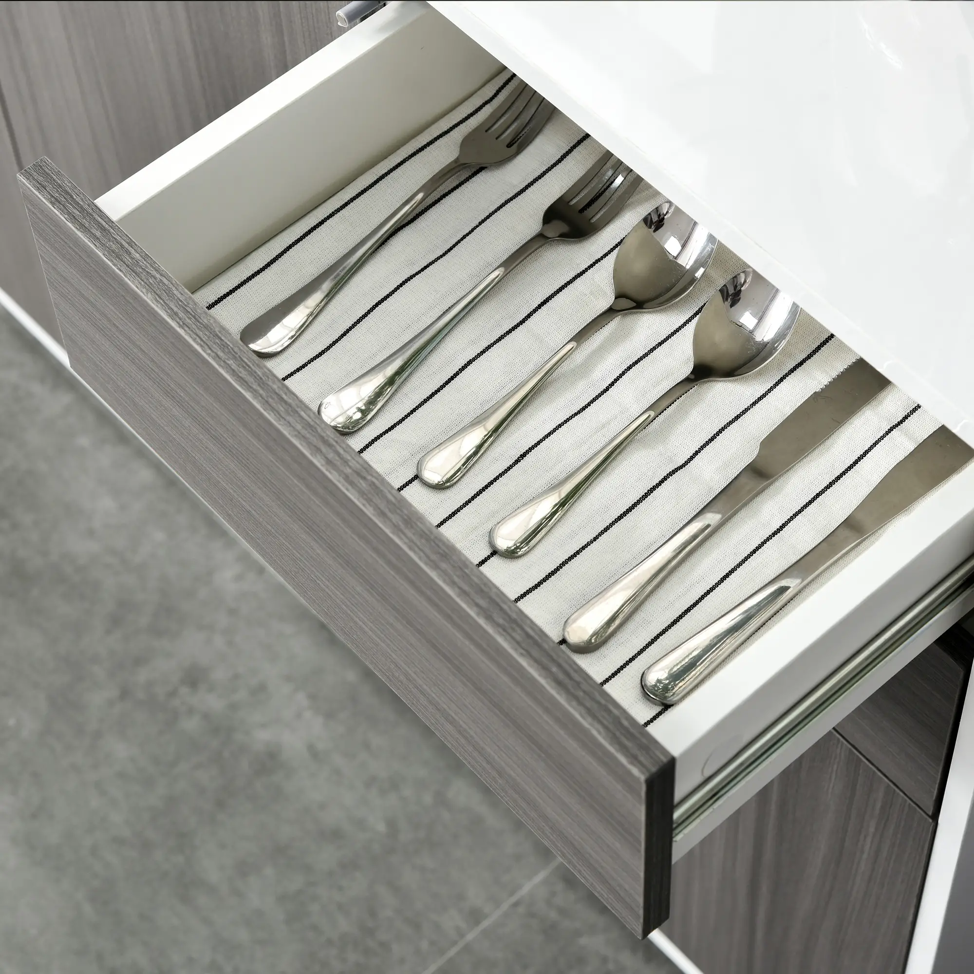 Modern Kitchen Sideboard, Coffee Bar with 2 Drawers, Light Grey - Image 13