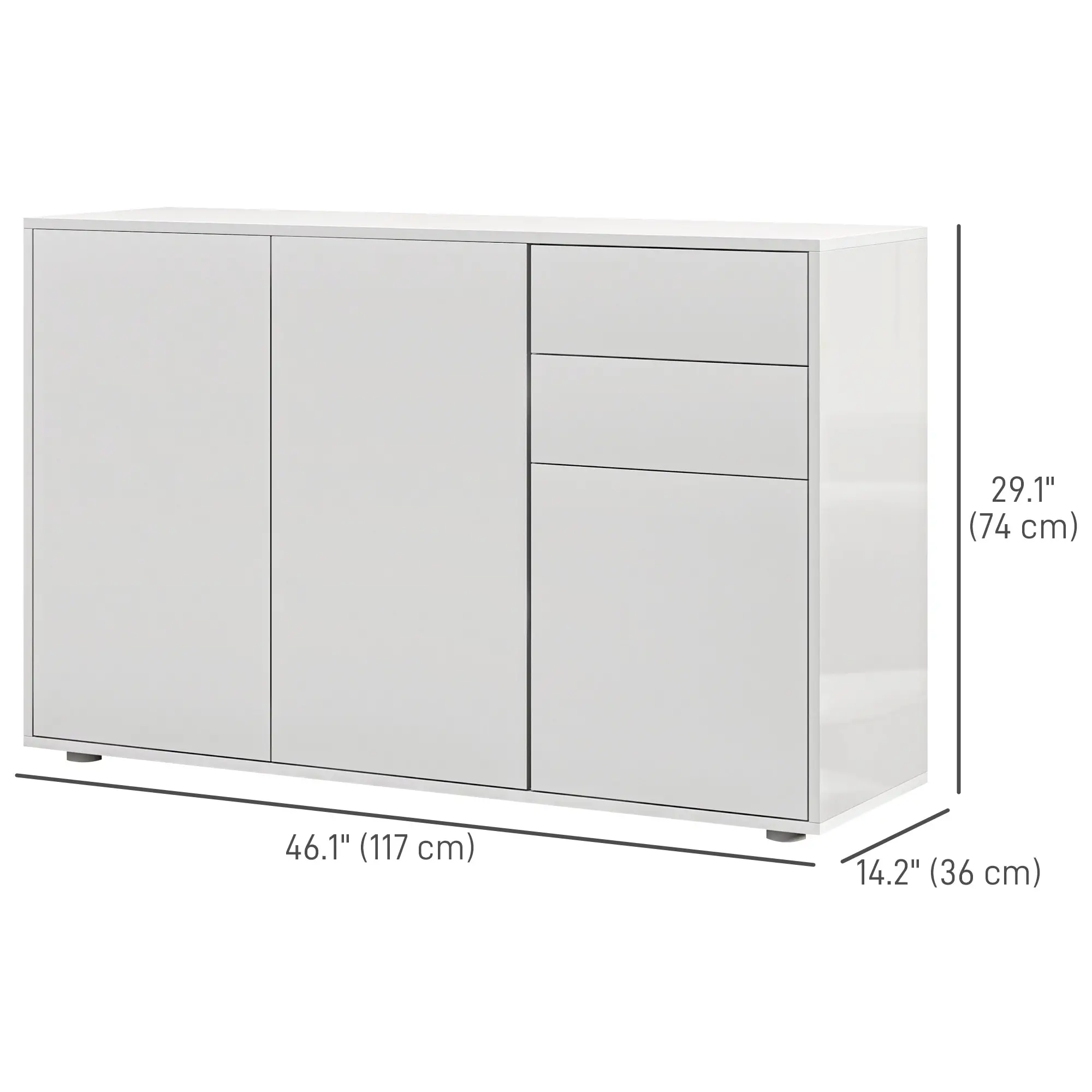 Modern Kitchen Sideboard, Coffee Bar with 2 Drawers, White - Image 3