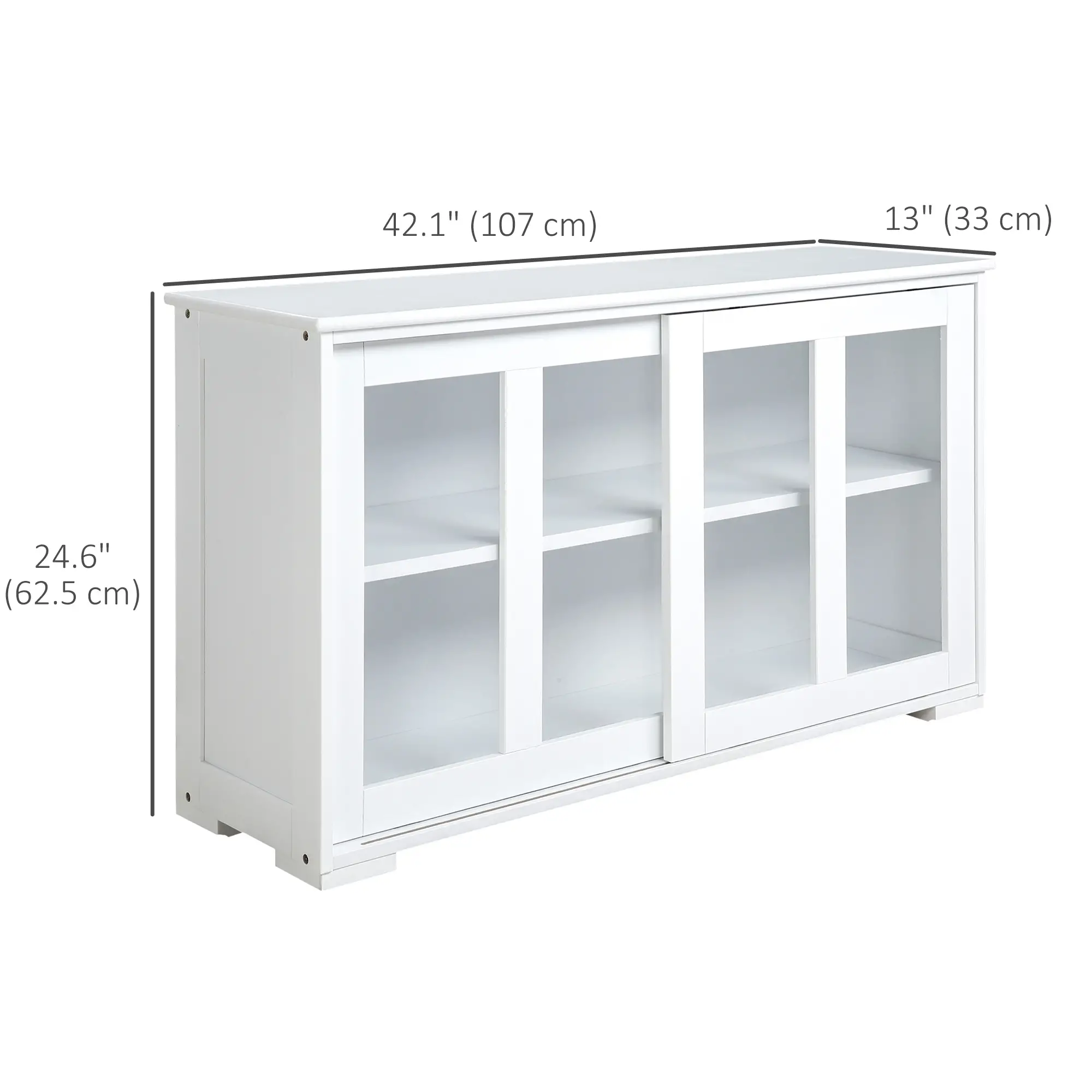 Modern Kitchen Sideboard, Stackable Storage Cabinet, Sliding Glass Door, White - Image 3