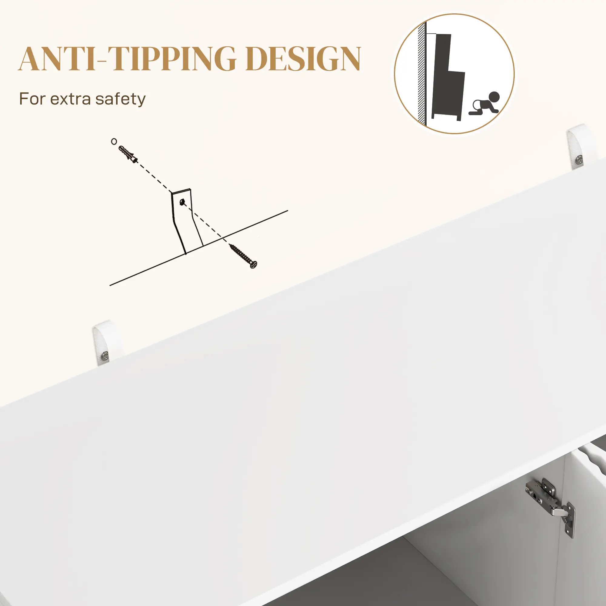 Modern Kitchen Storage Cabinet, Adjustable Shelves, White - Image 9