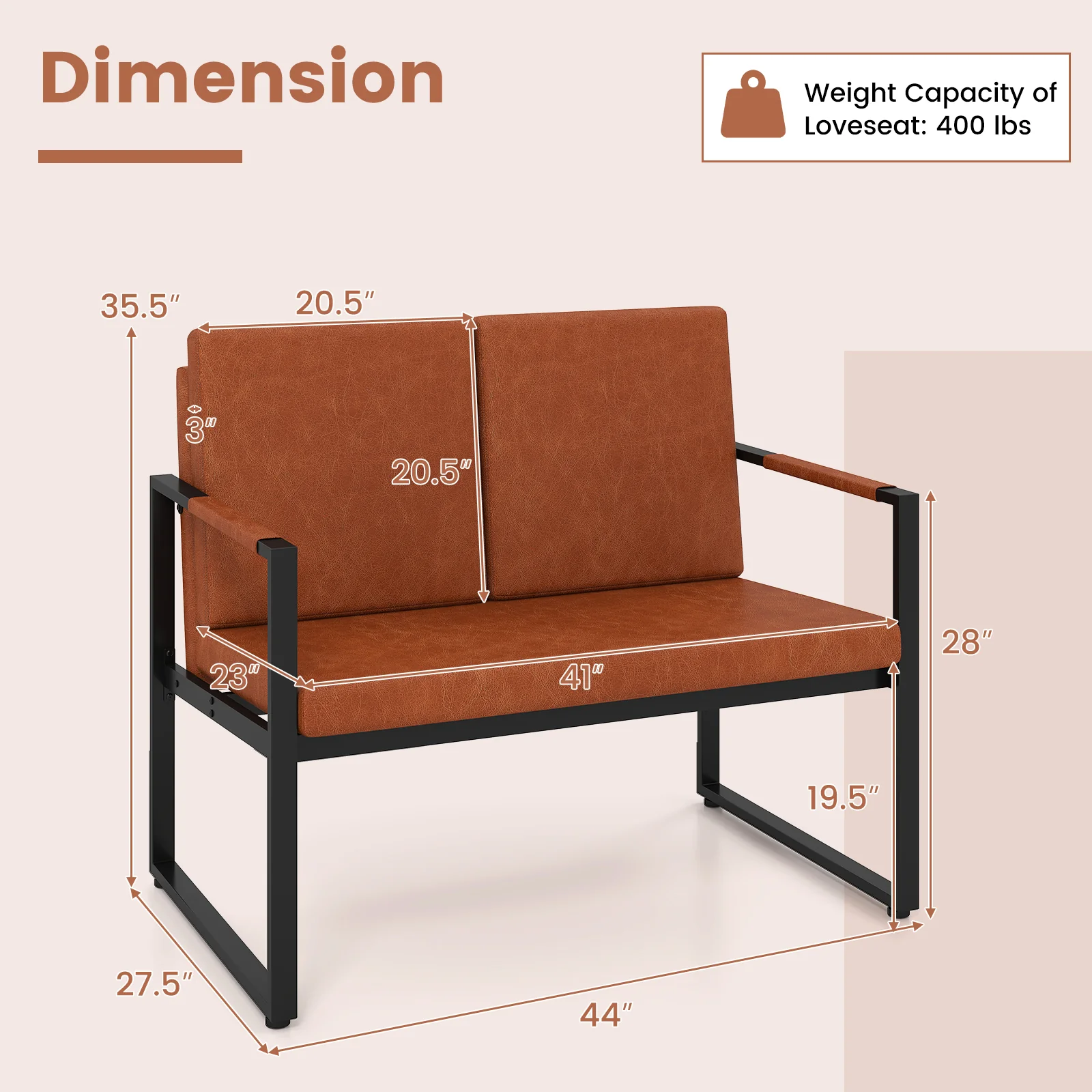 Modern Loveseat Sofa, 2 Seater Small Couch - Image 6