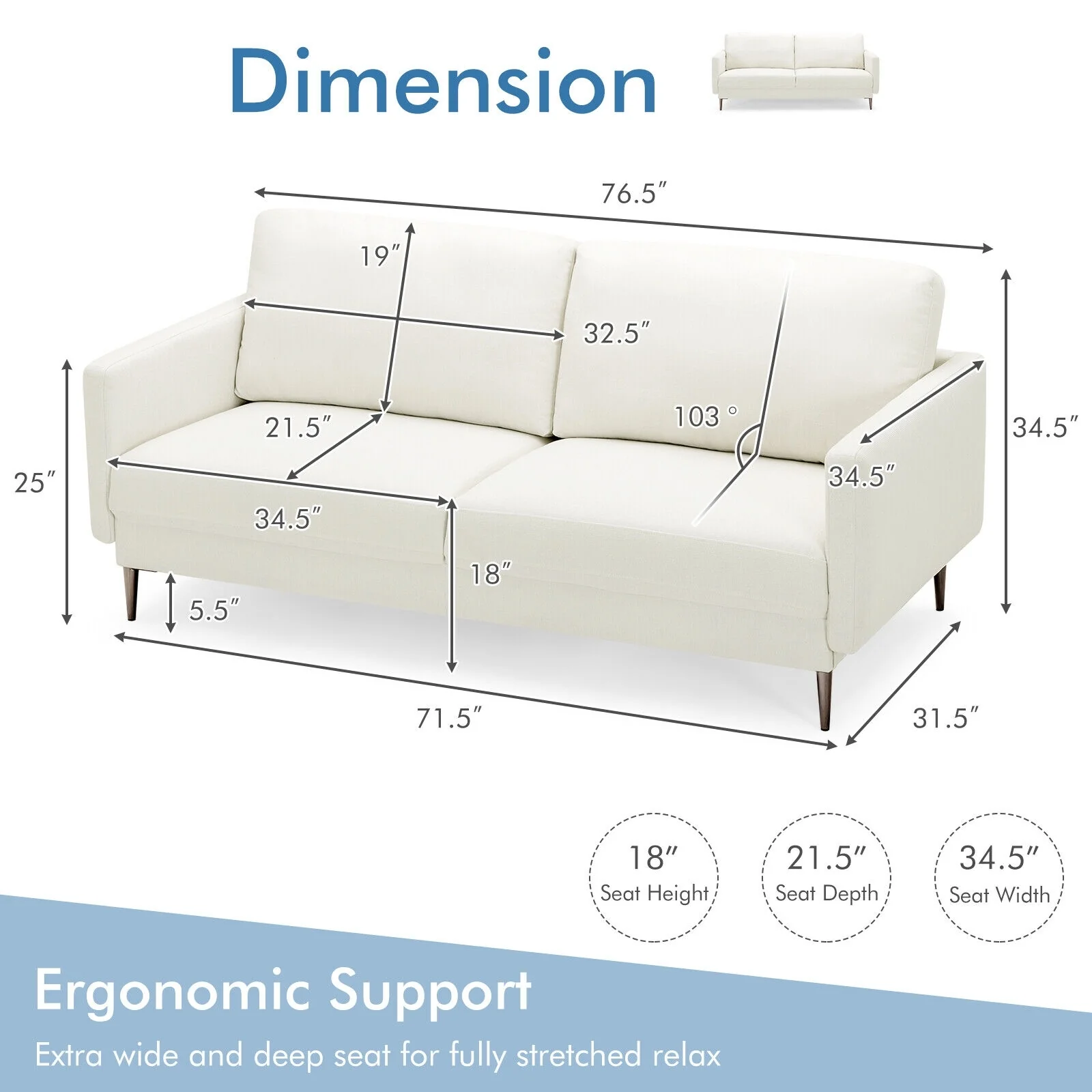 Modern Loveseat, White - Image 6