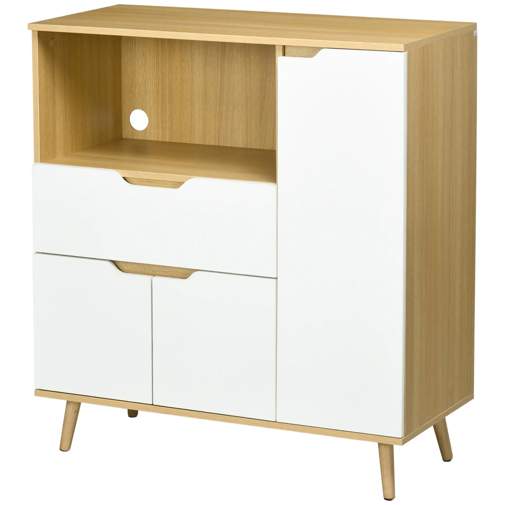 Modern Microwave Stand, Cabinet with Drawer, Storage, White - Image 12