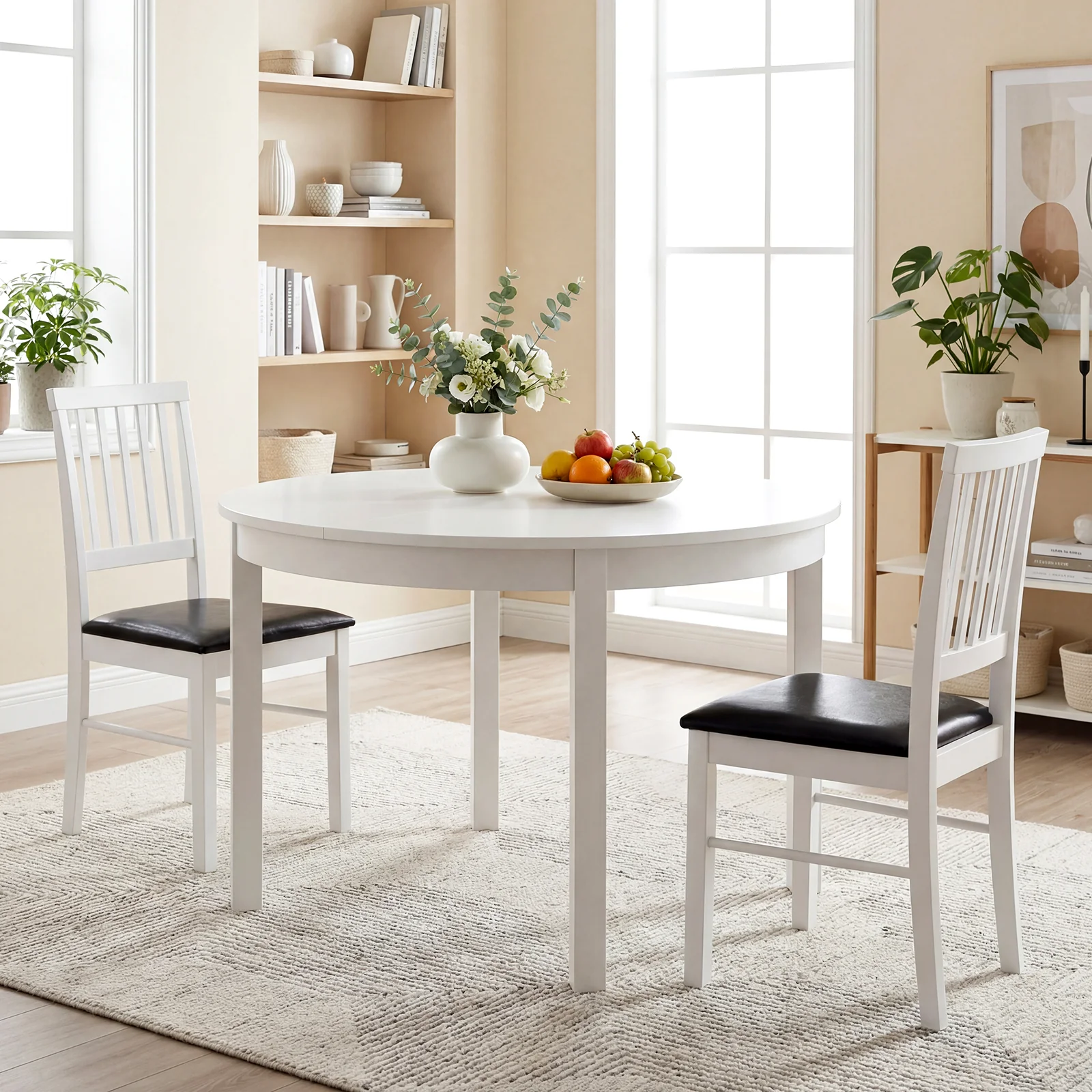 Modern Mid Century Dining Chairs Set Of 2, White - Image 3