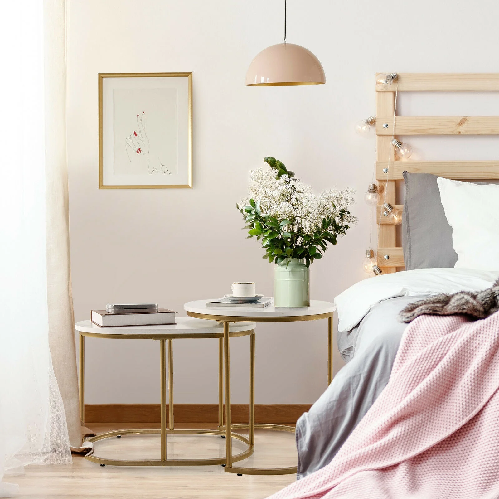Modern Nesting Coffee Table Set, White - Image 3