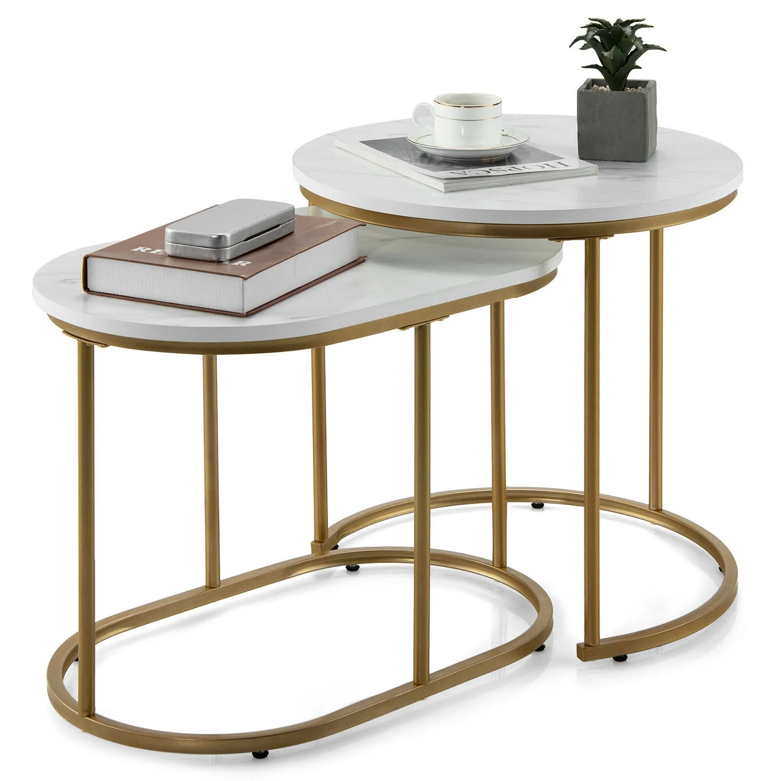 Modern Nesting Coffee Table Set, White - Image 5