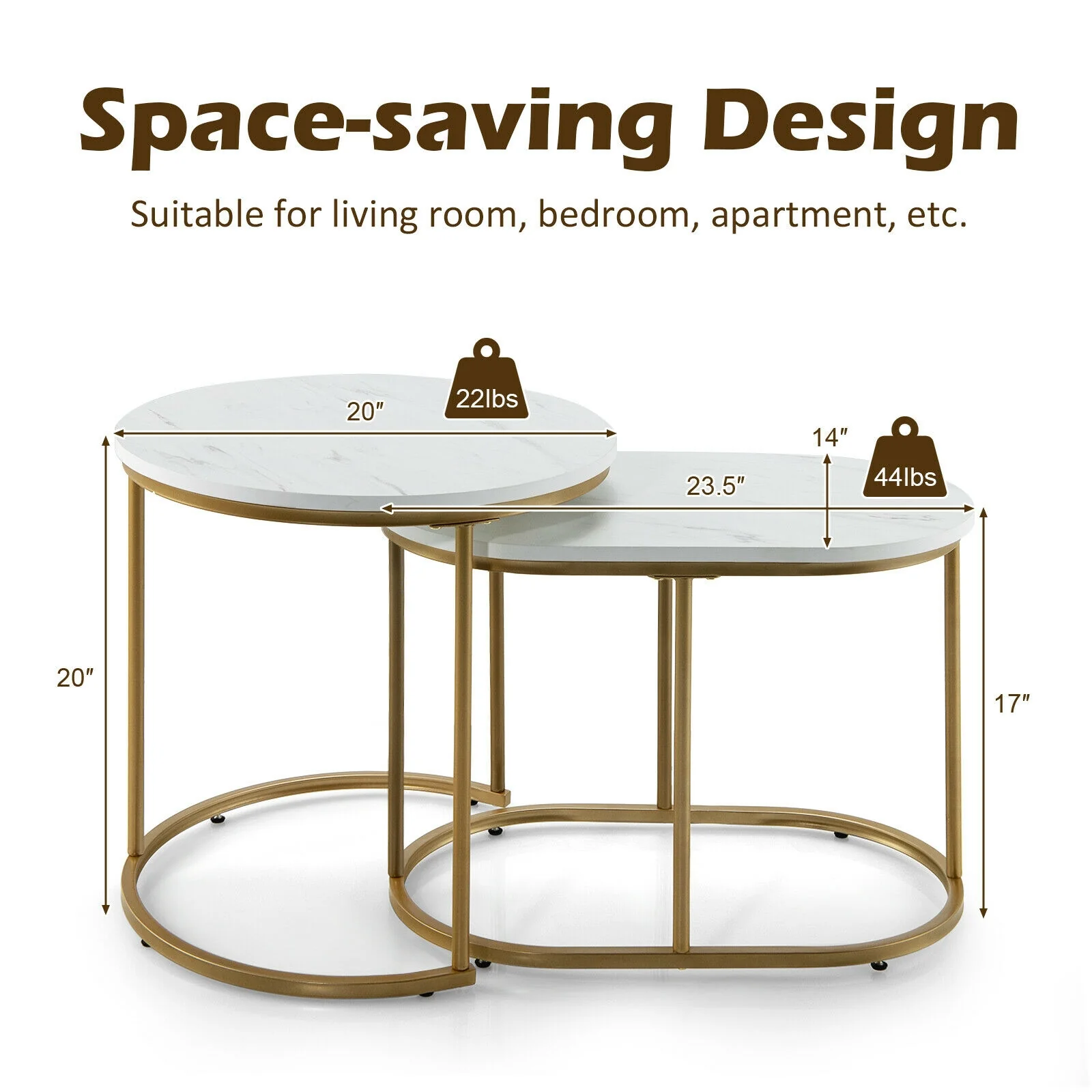 Modern Nesting Coffee Table Set, White - Image 6