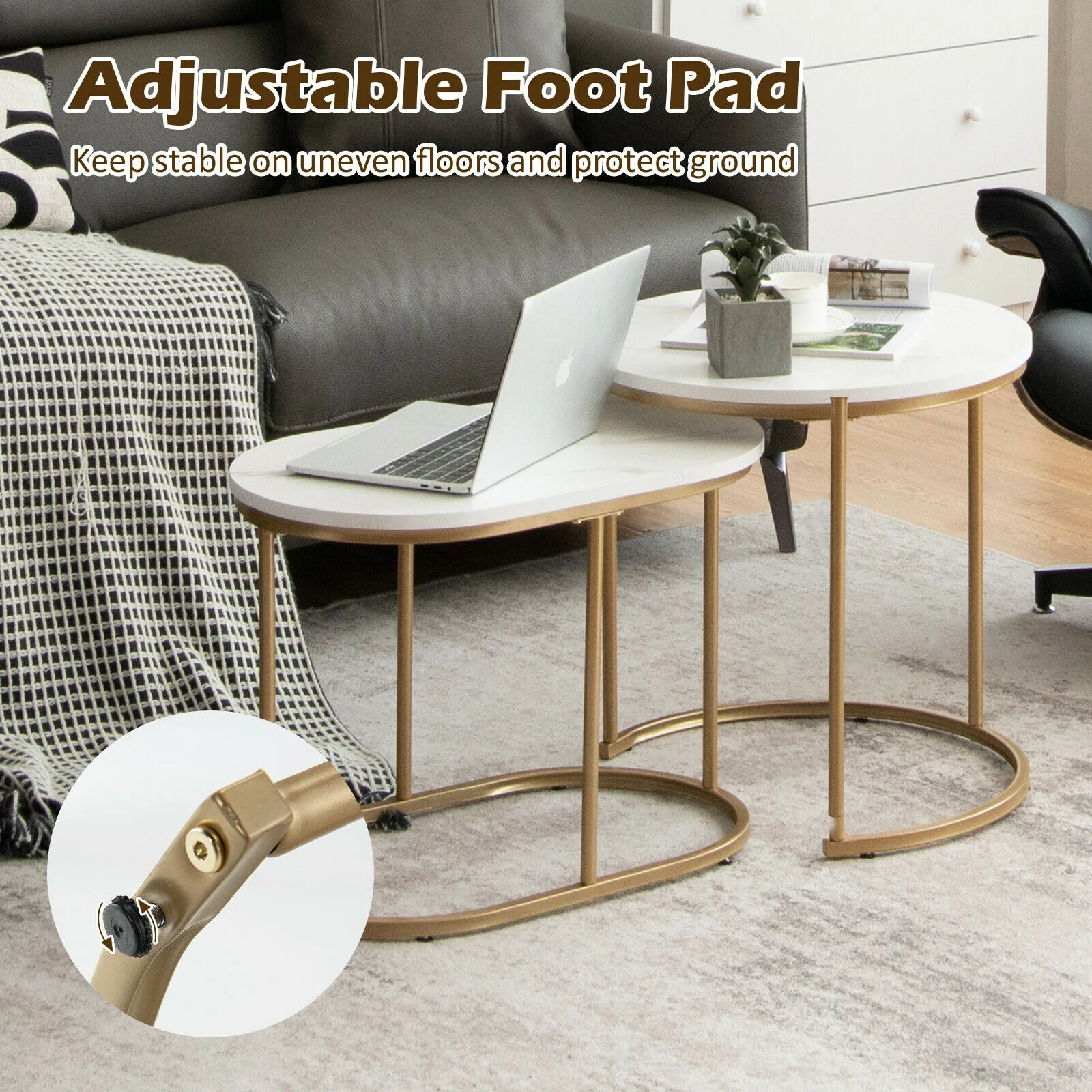 Modern Nesting Coffee Table Set, White - Image 8