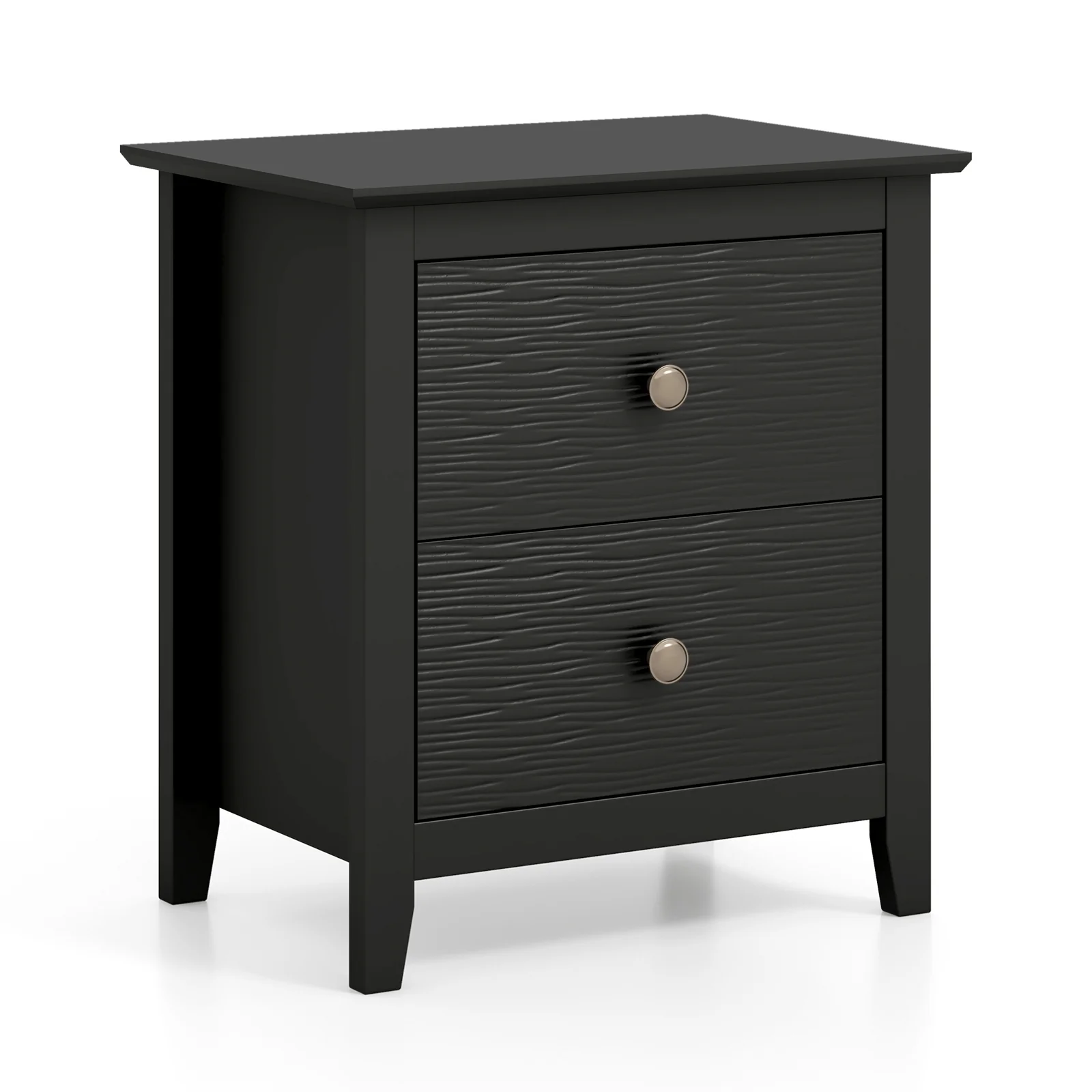 Modern Nightstand, 2 Drawers, Small Spaces, Black - Image 4